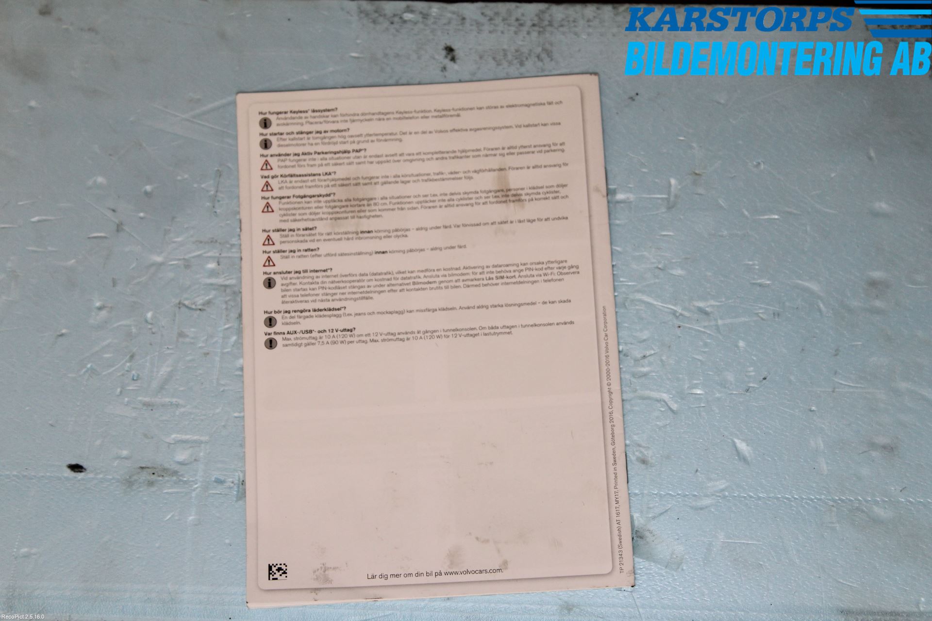 Volvo V60 14-18 Instruktionsbok