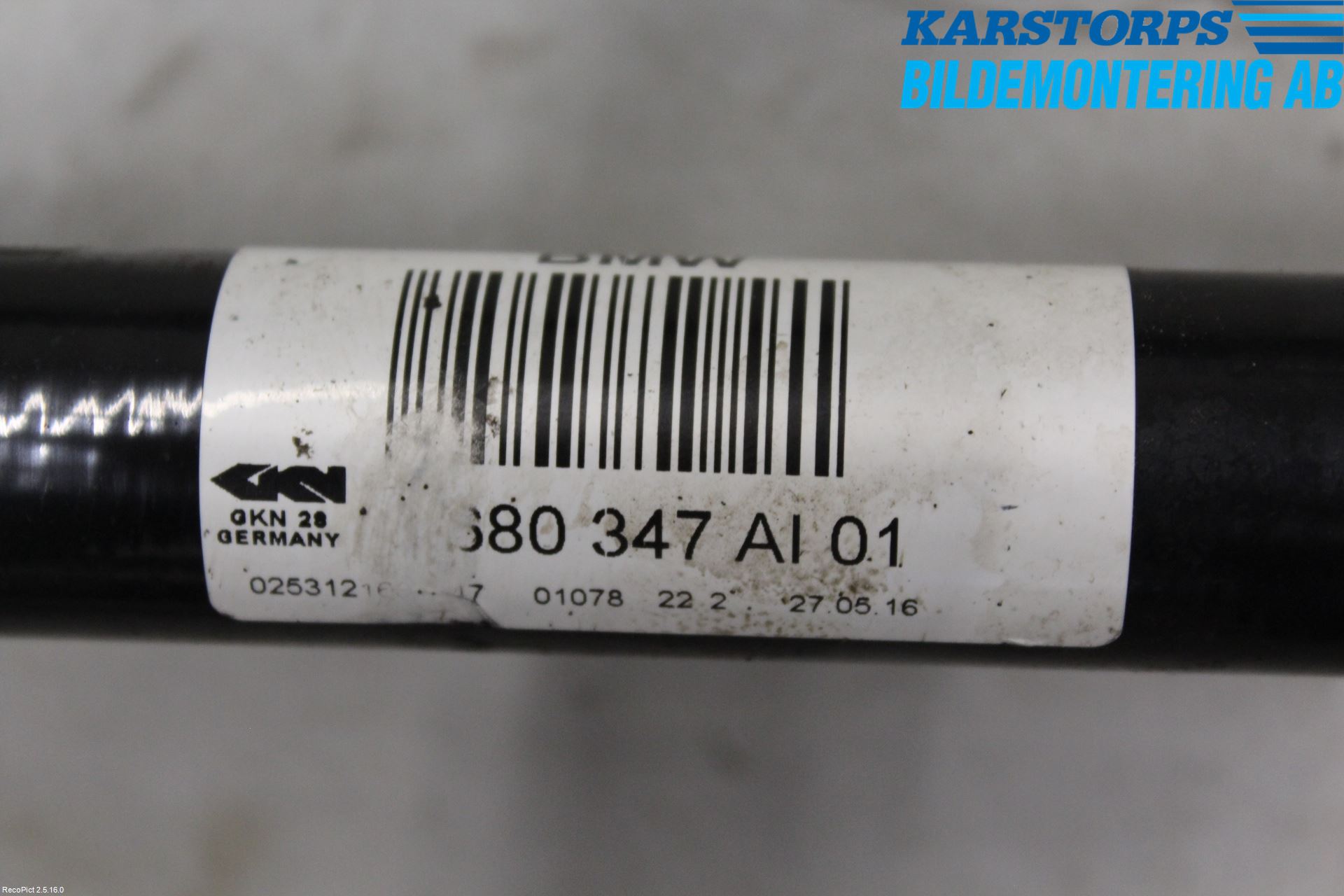 BMW 3 F30/F31/F80 12-19 Drivaxel Bak Vänster