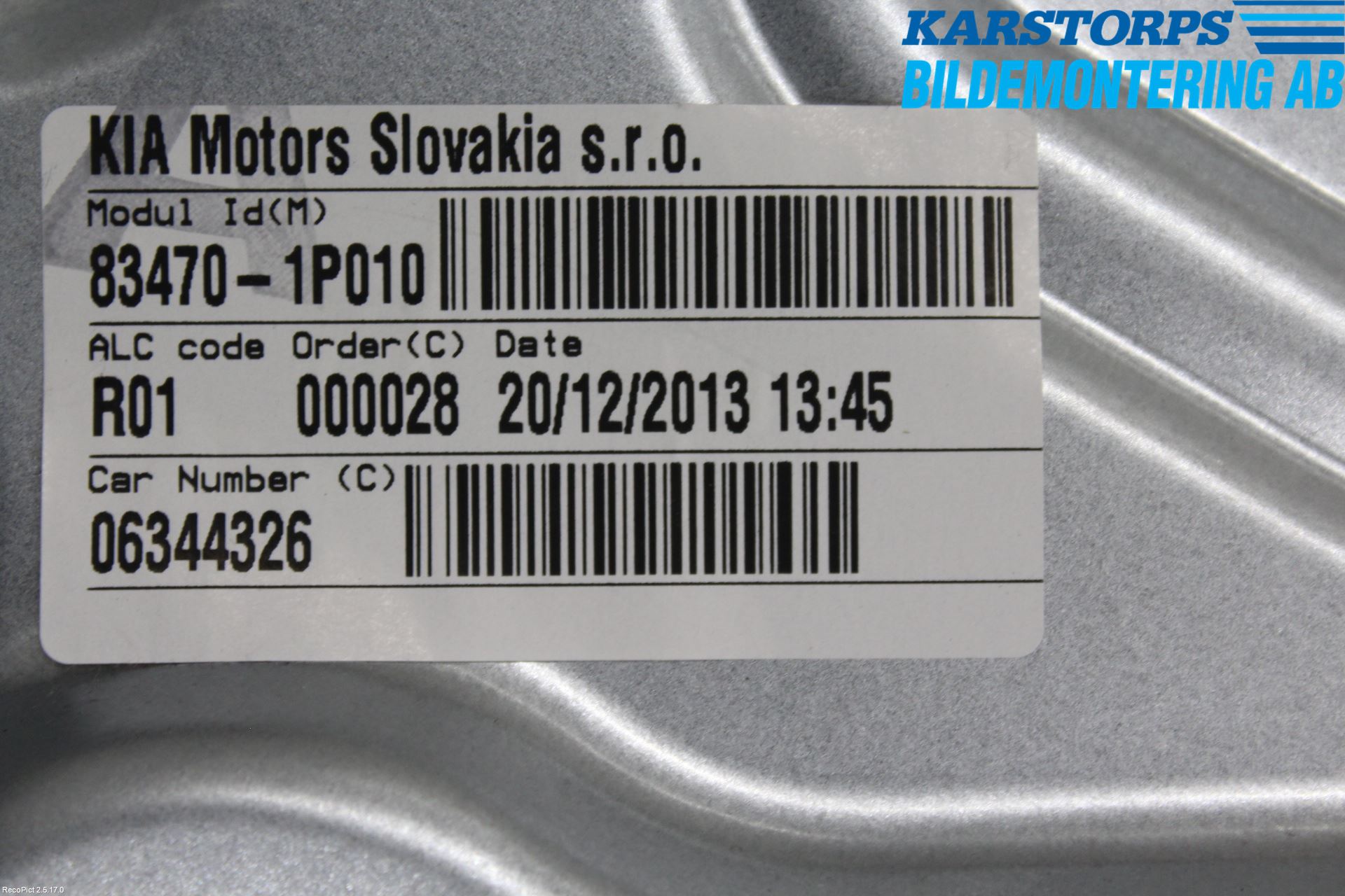 Kia VENGA 10-19 Fönsterhiss El Kompl