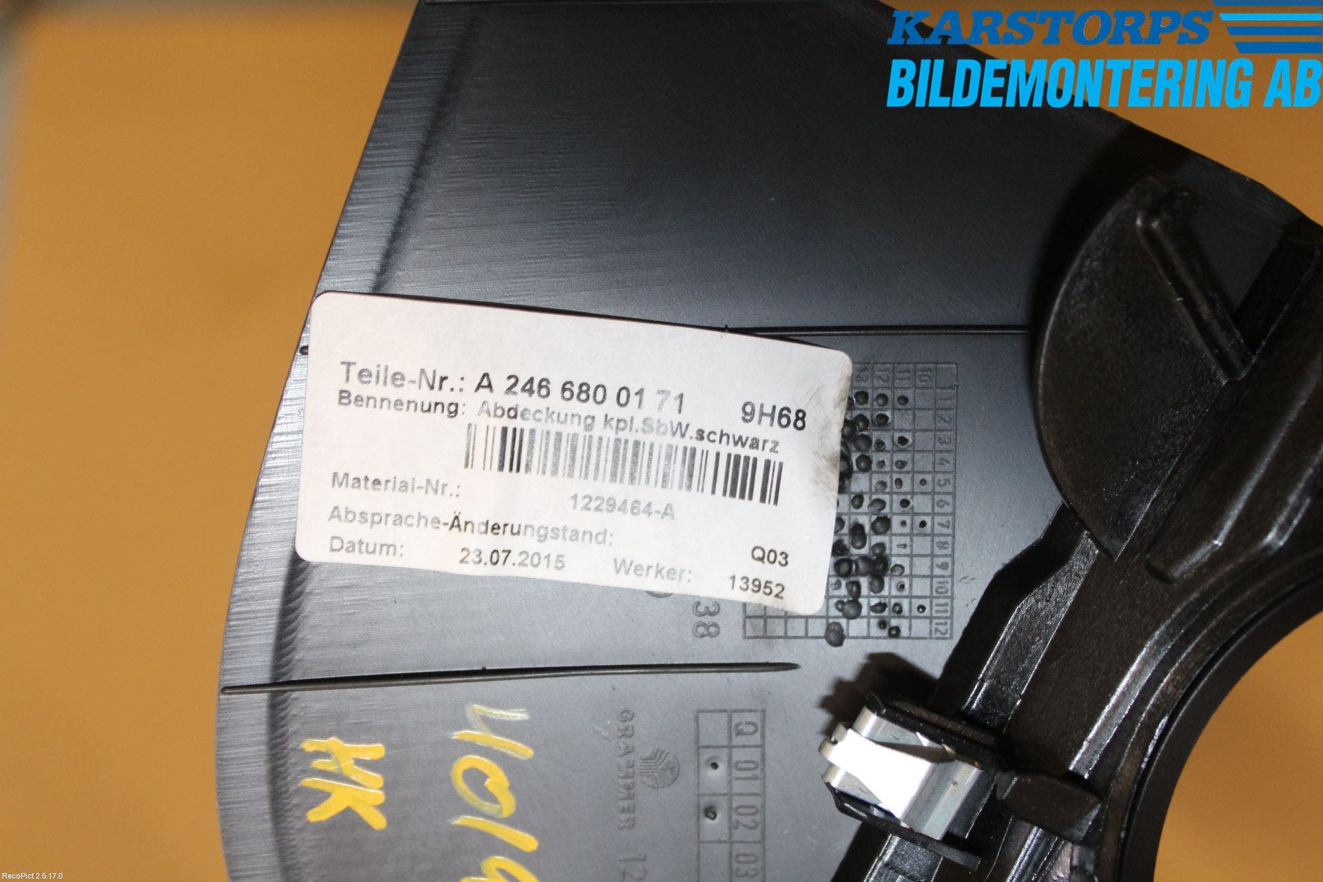 Mercedes-Benz MB B-KLASS (W246/W242) 12-19 Instrumentkonsoll Mitt