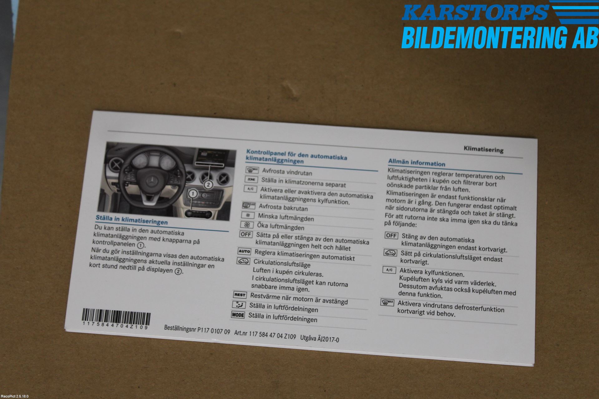 Mercedes-Benz MB CLA-KLASS (C117/X117) 13-19 Instruktionsbok