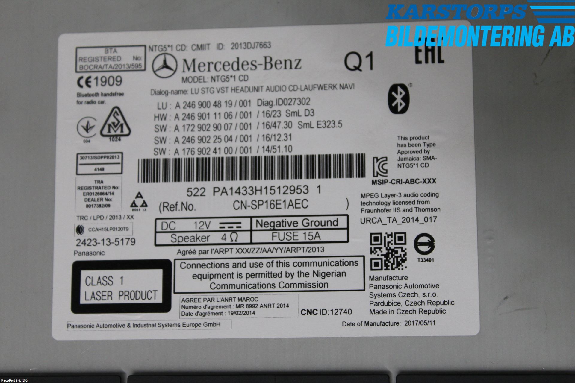 Mercedes-Benz MB CLA-KLASS (C117/X117) 13-19 Cd Radio - Multimediapanel