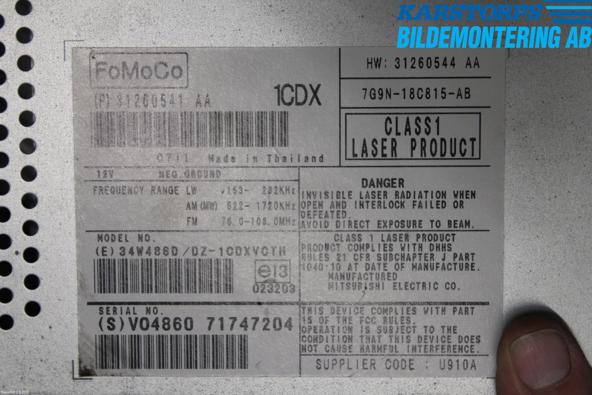 Volvo V70 08-13 Cd Radio - Multimediapanel
