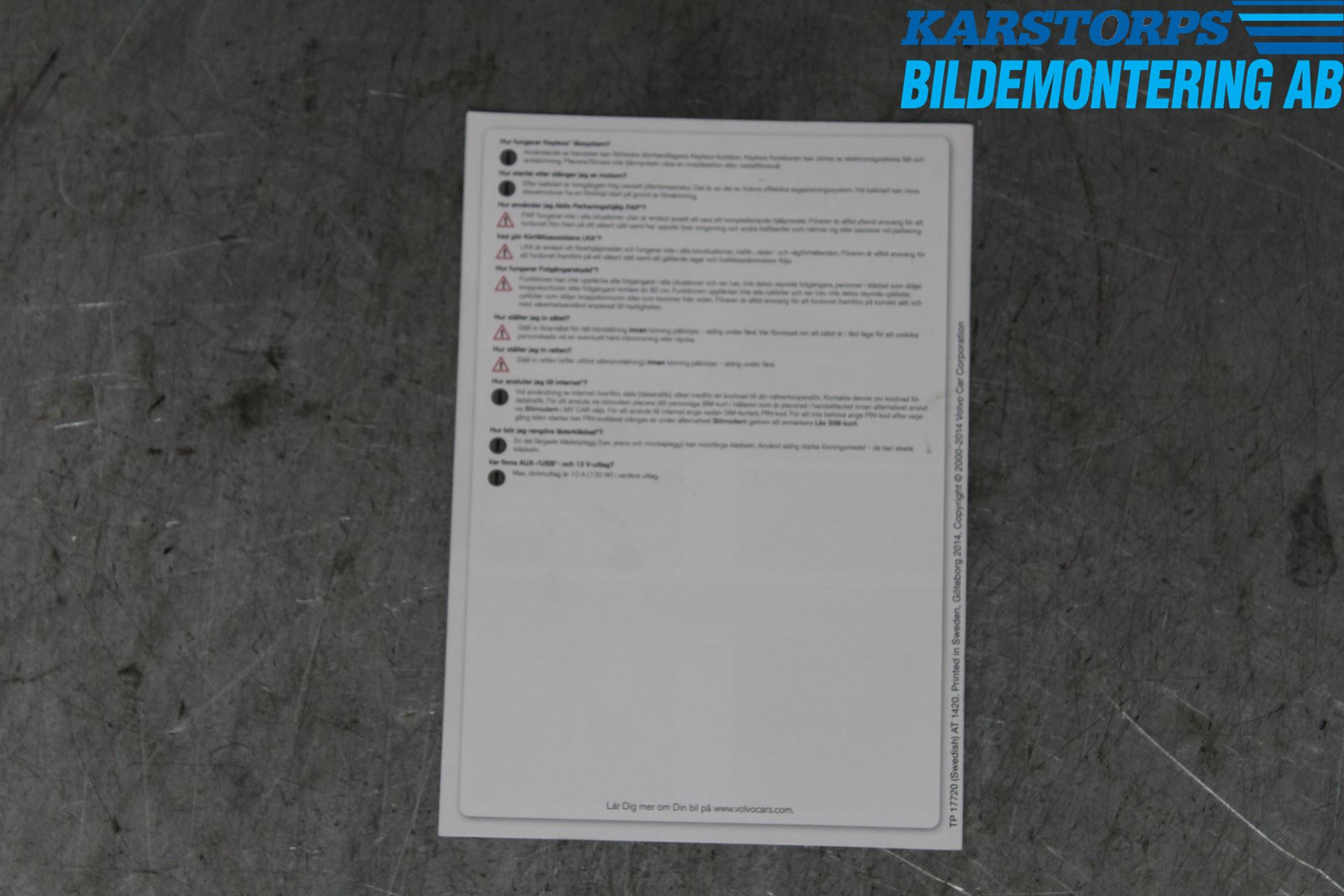 Volvo V60 14-18 Instruktionsbok