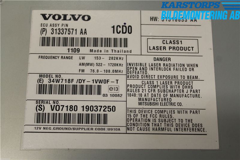 Volvo V70 08-13 Cd Radio - Multimediapanel