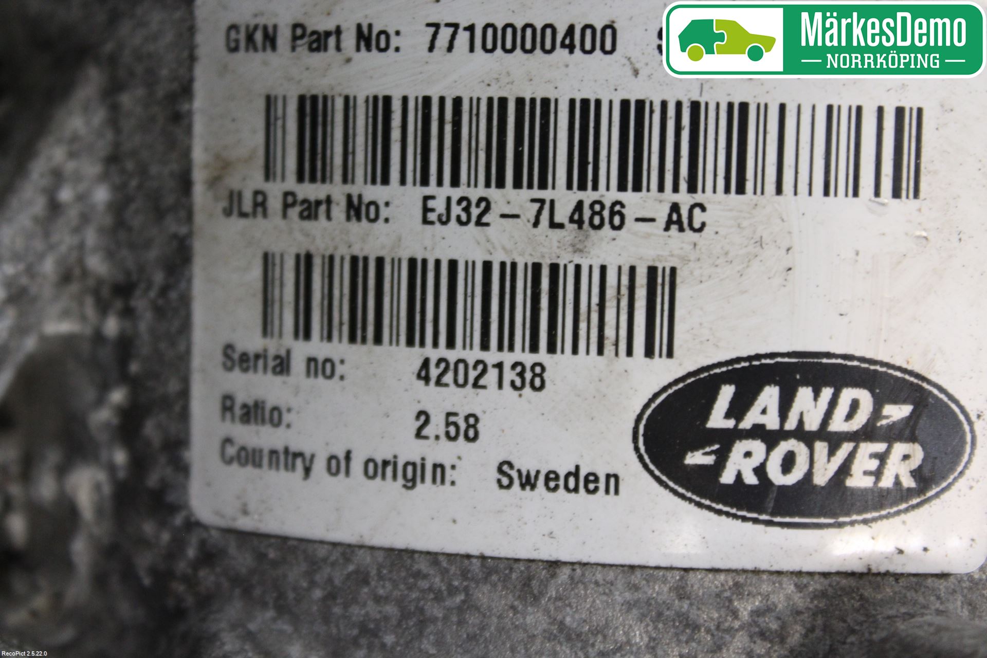 Landrover LAND ROVER RANGE ROVER EVOQUE (L538) 11-18 Växel Fördelningslåda