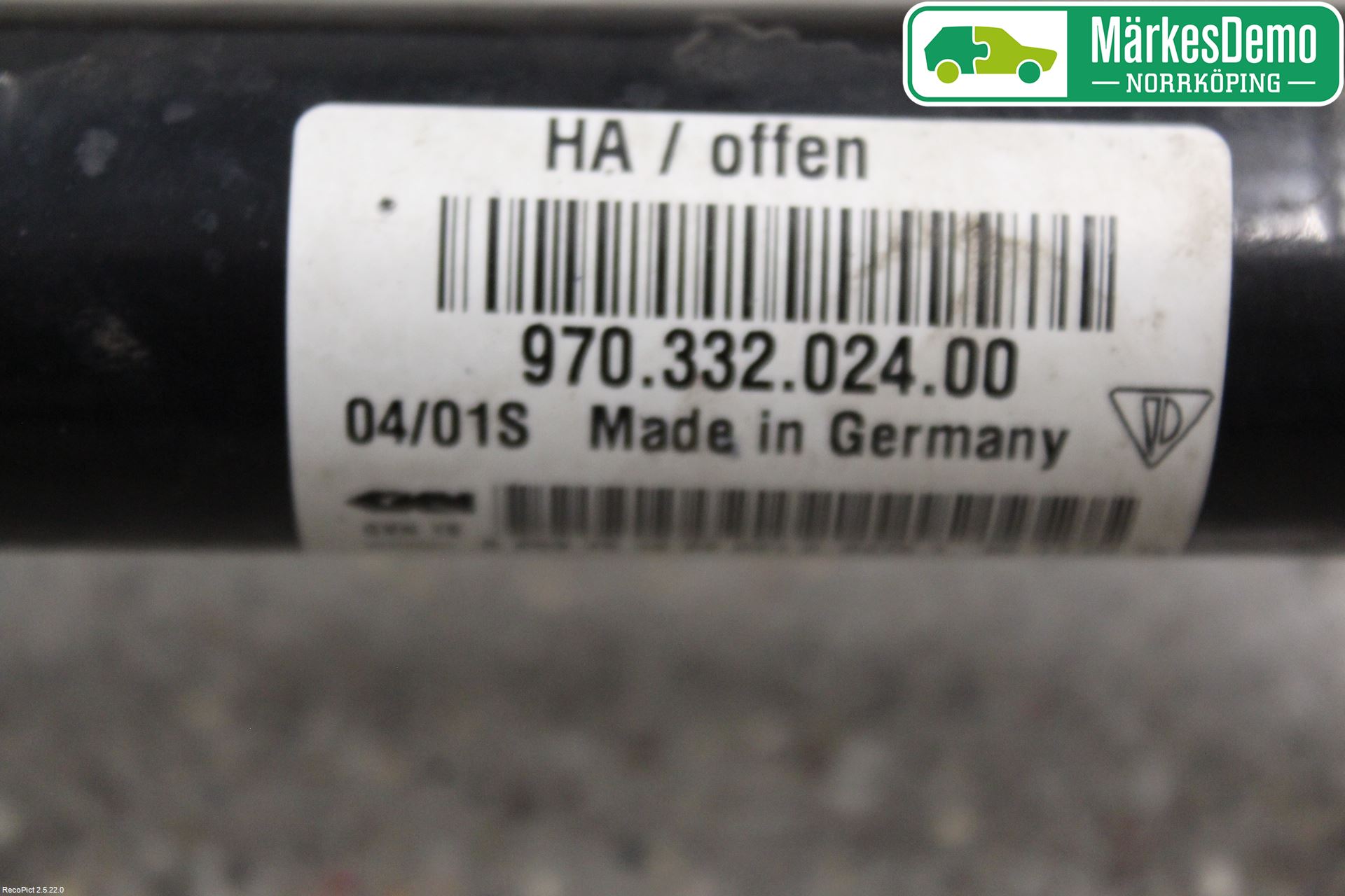 Porsche PANAMERA 09- Drivaxel Bak Vänster