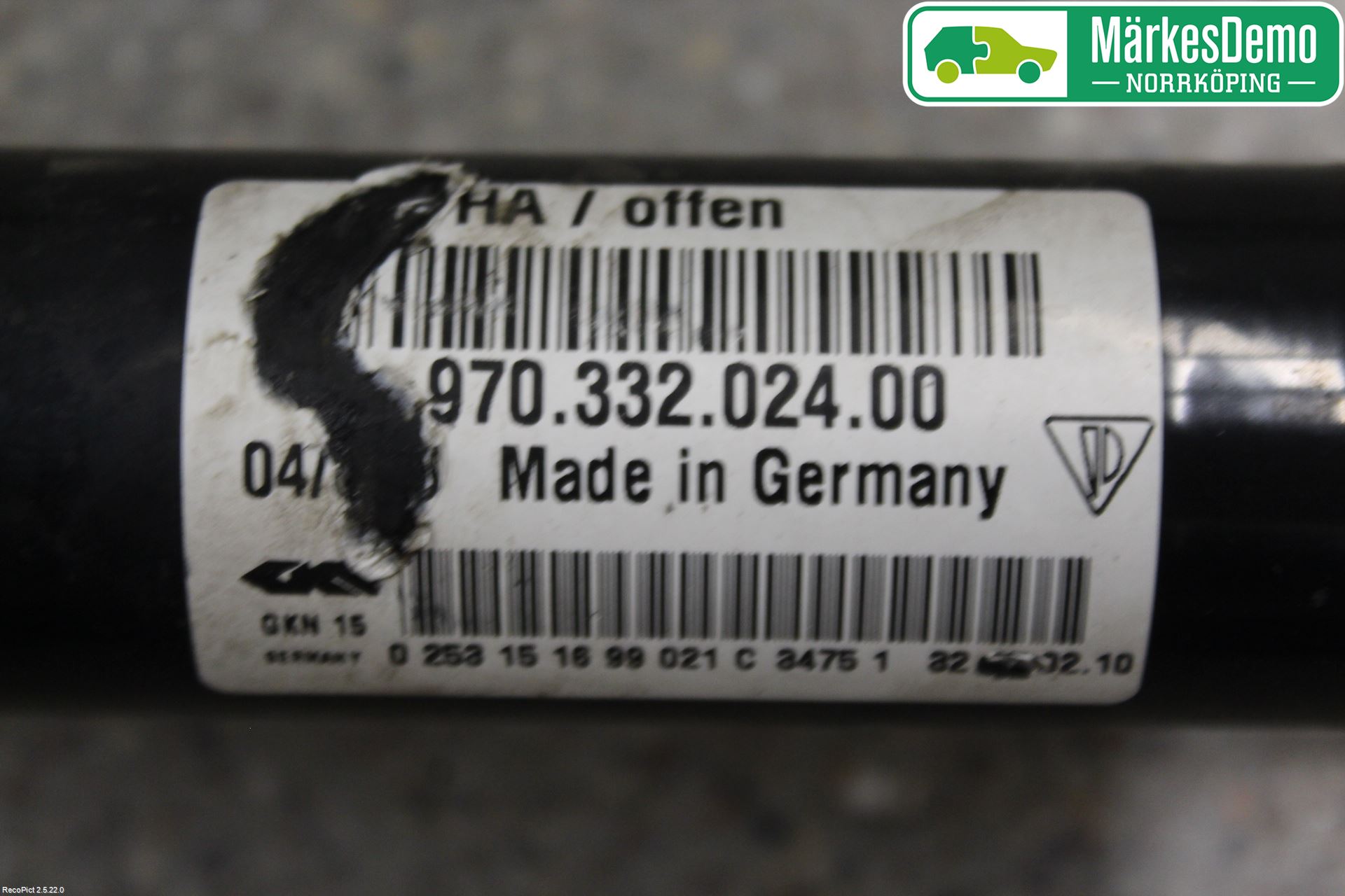 Porsche PANAMERA 09- Drivaxel Bak Höger