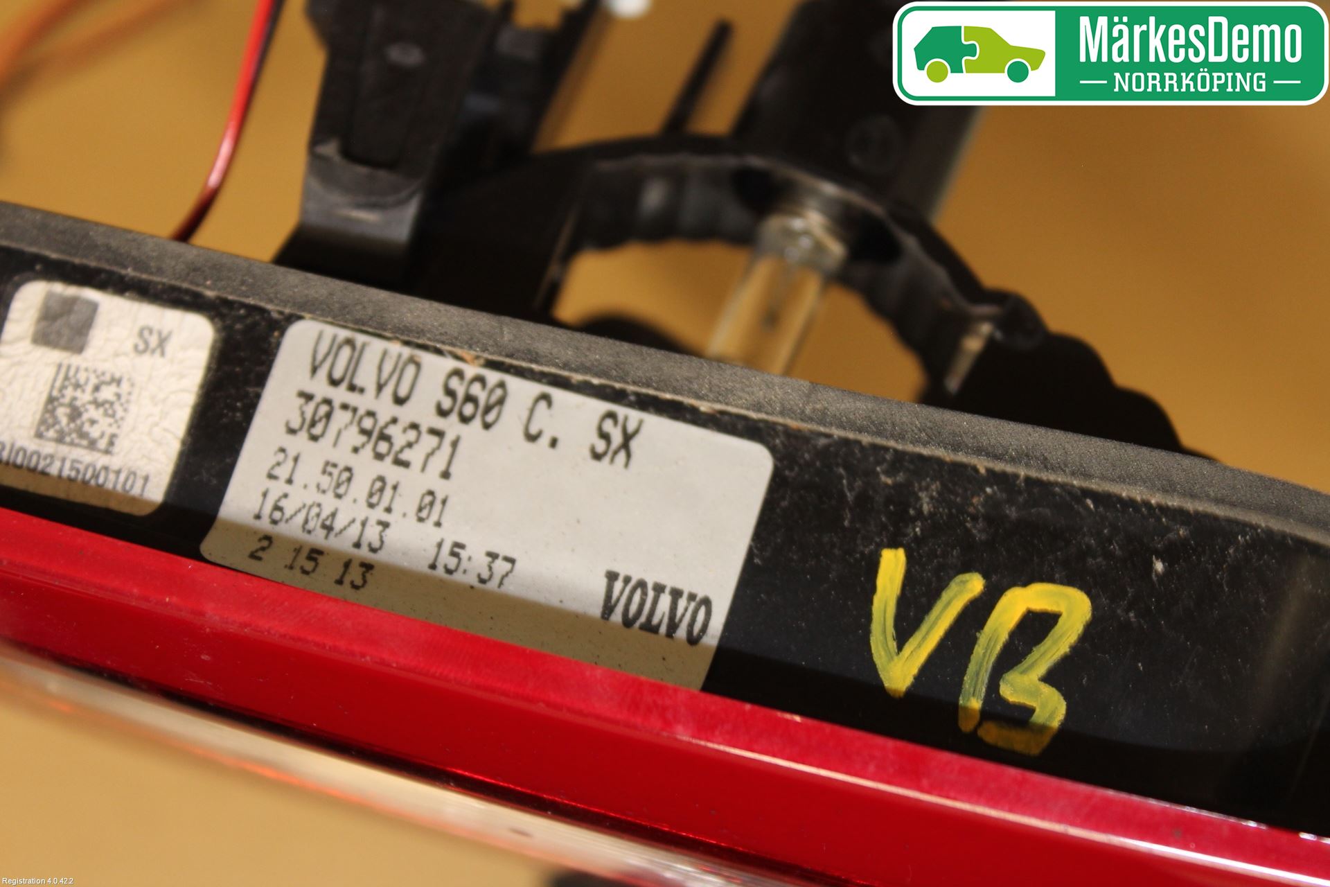 Volvo S60 11-13 Bakljus Lucka Vä