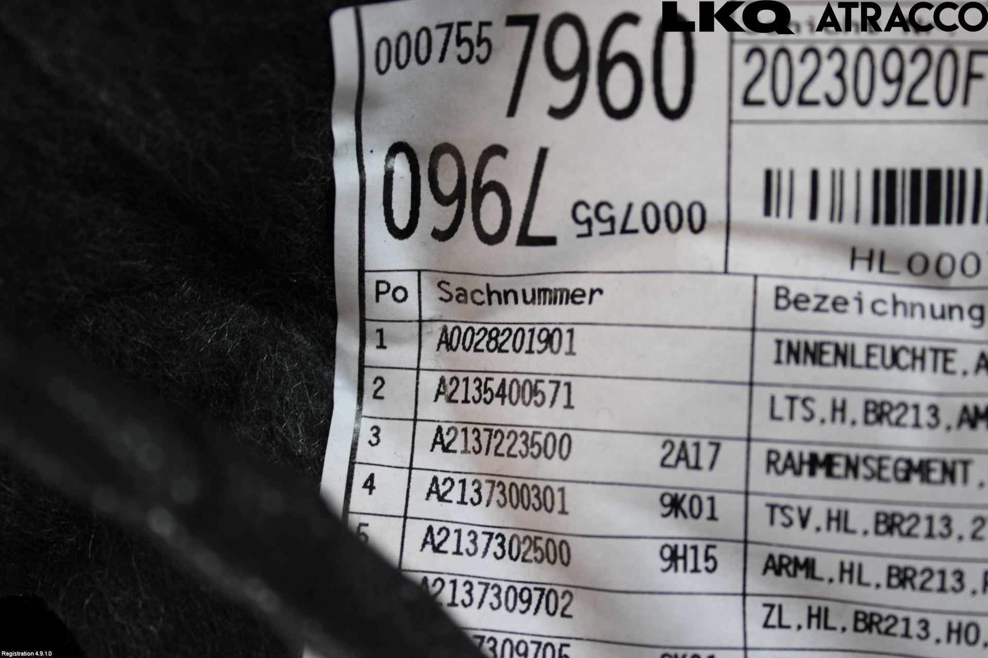 Mercedes-Benz MB E-KLASS (W213) 16-23 Dörrklädsel Vä