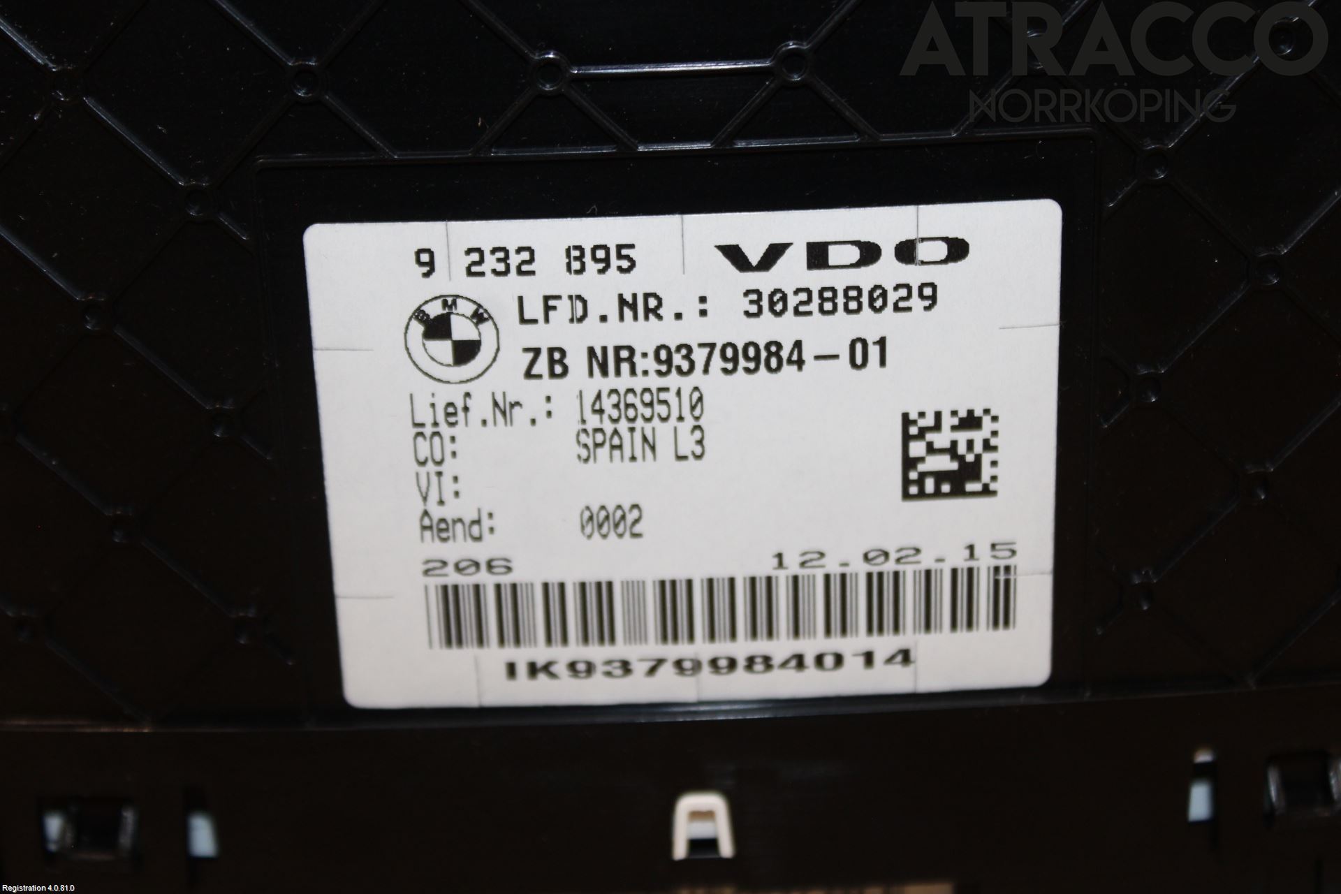 BMW 3 F30/F31/F80 12-19 Instrument Komb