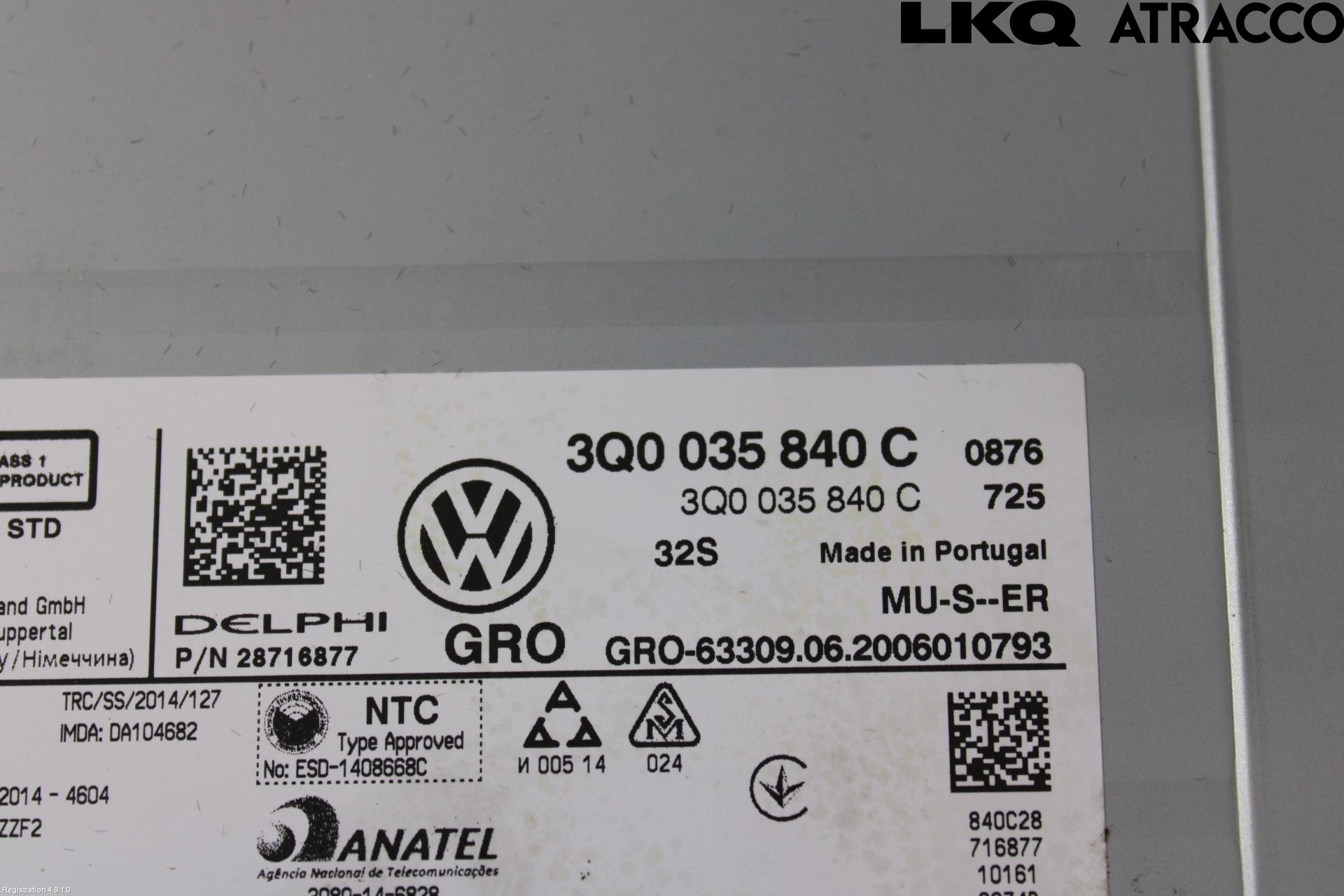 Volkswagen VW GOLF / E-GOLF VII 13-20 Cd Radio - Multimediapanel