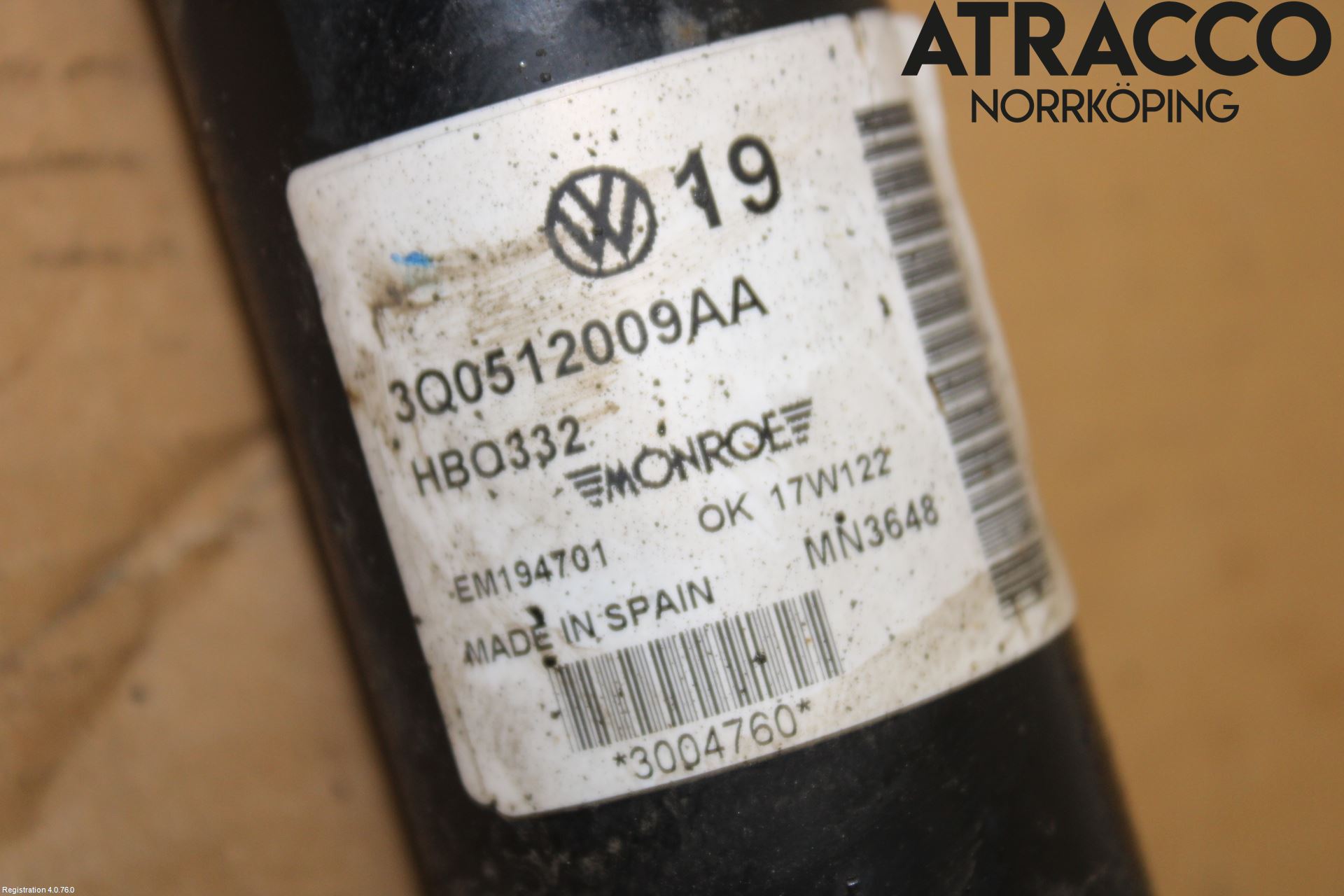 Volkswagen VW PASSAT 15-19 Stötdämpare Bak