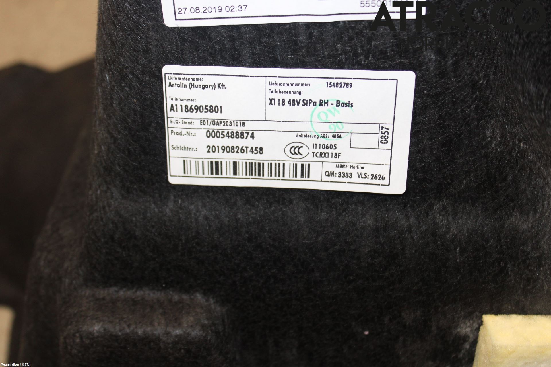 Mercedes-Benz MB CLA-KLASS (C118/X118) 19- Inredning Bakluckeklädsel
