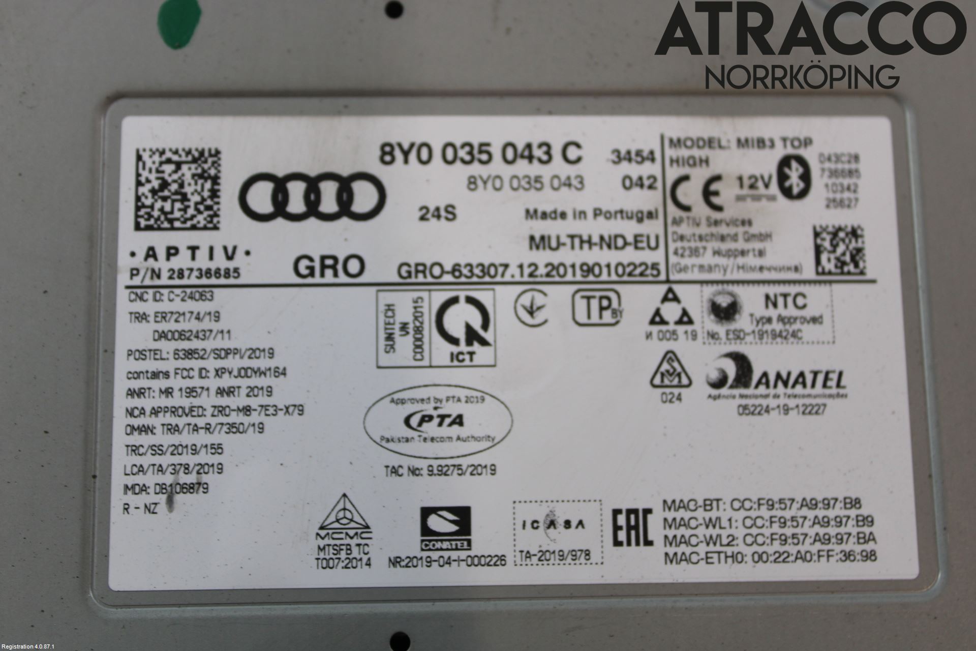 Audi A3/S3 8Y 21- Cd Radio - Multimediapanel