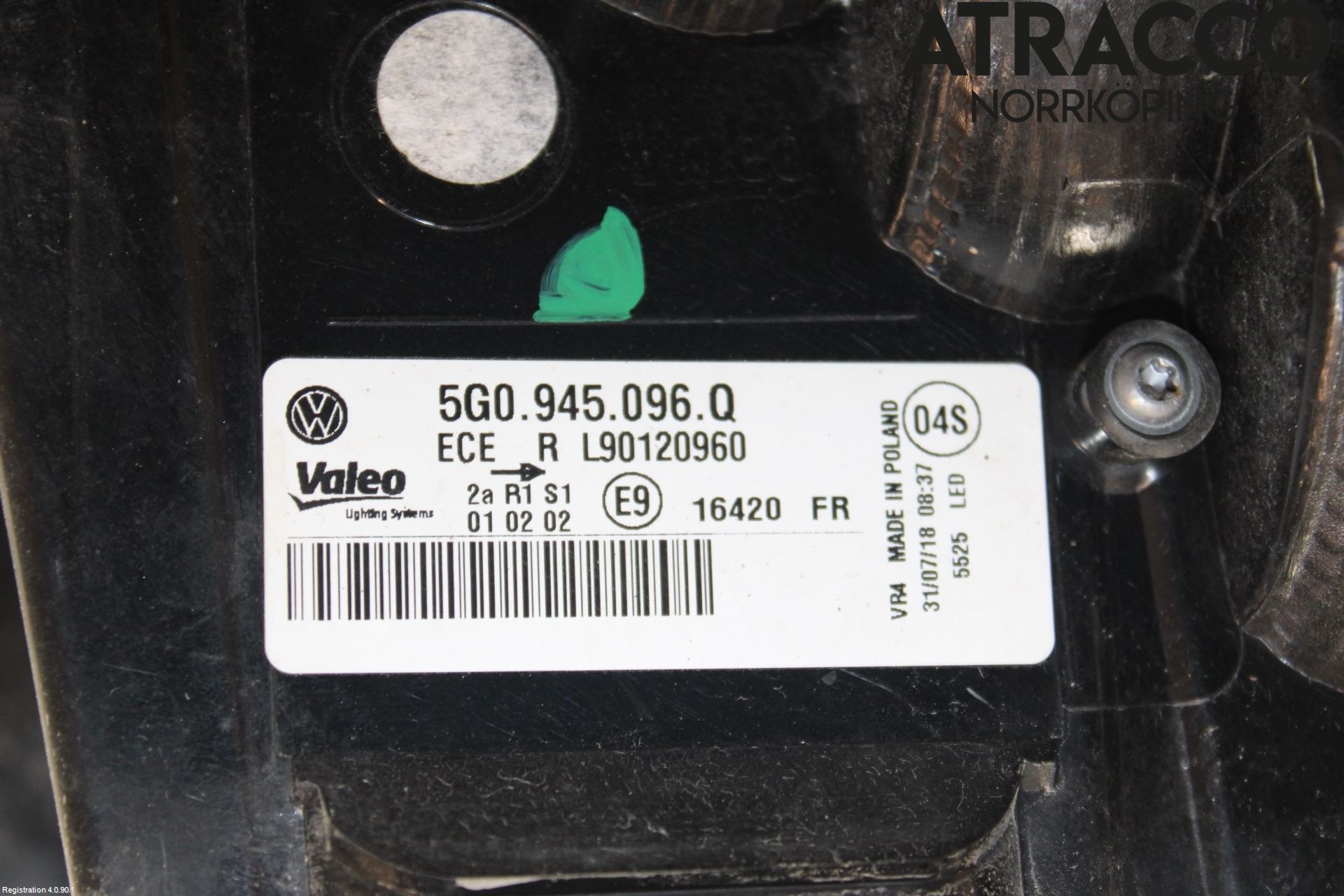 Volkswagen VW GOLF / E-GOLF VII 13-20 Bakljus Höger