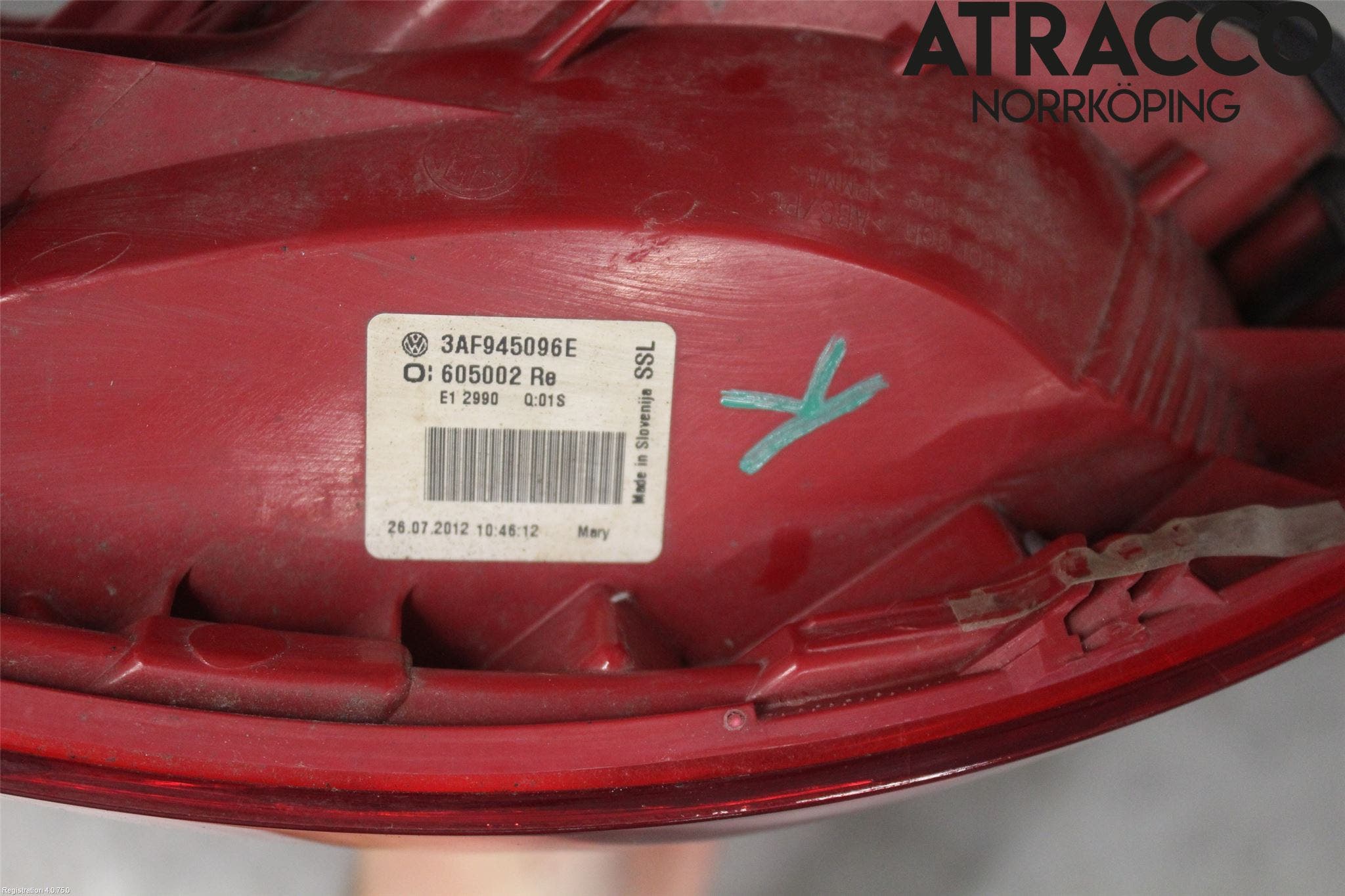 Volkswagen VW PASSAT 11-14 Bakljus Höger