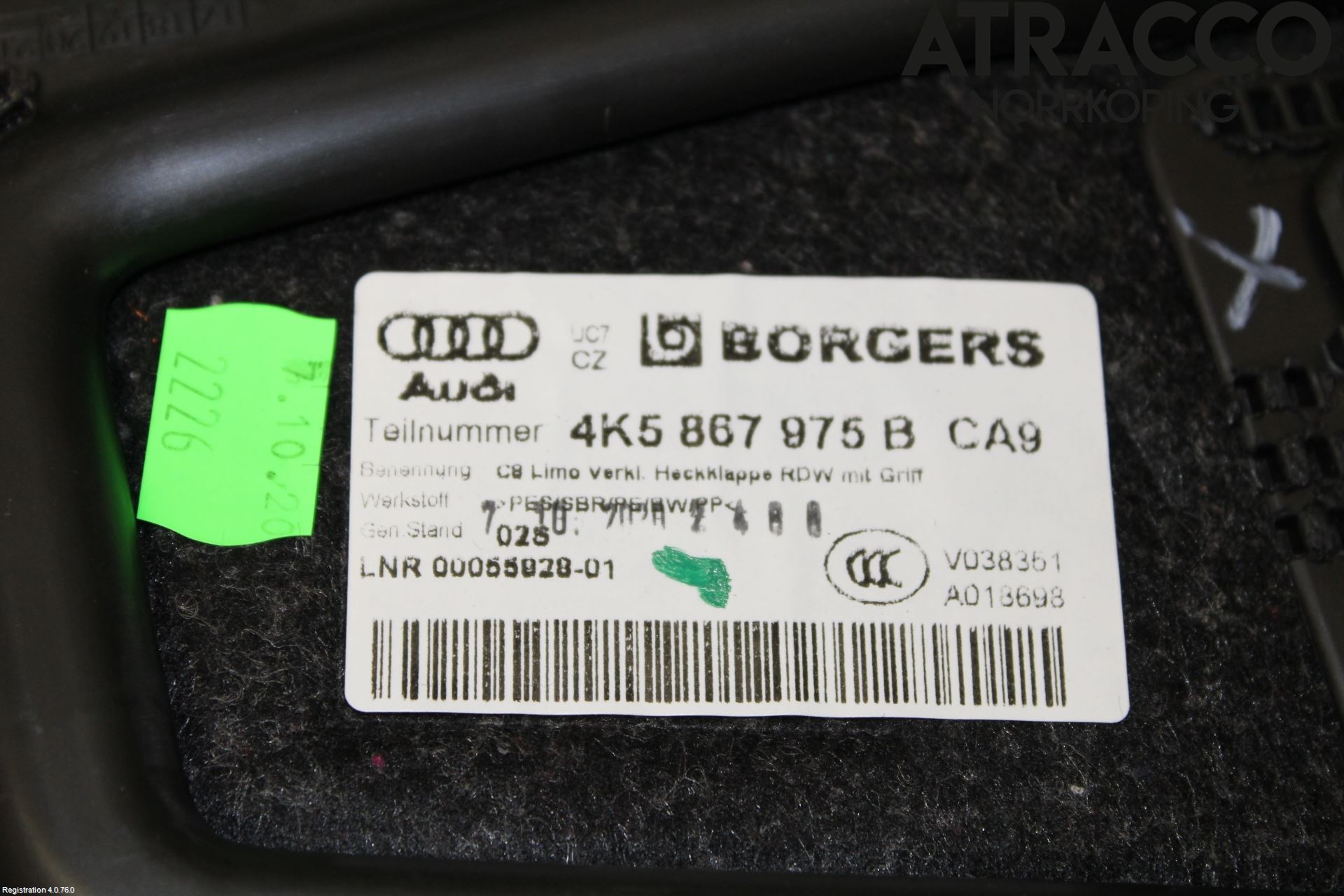 Audi A6 F2/C8 19- Inredning Bakluckeklädsel