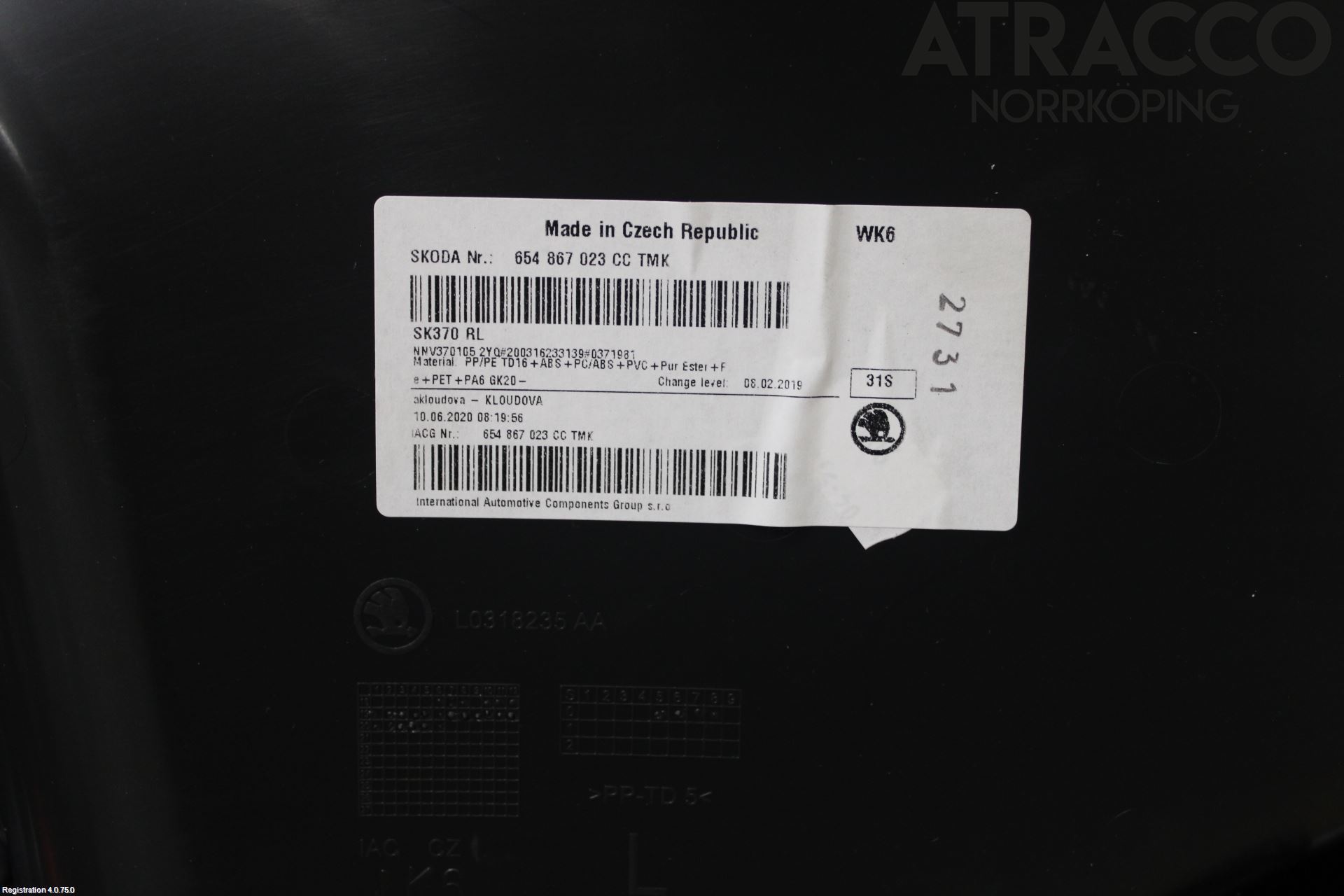 Skoda SCALA 19- Dörrklädsel Vä