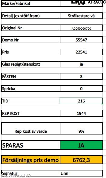 Mercedes-Benz MB EQE (V295) 22- Strålkastare Vänster