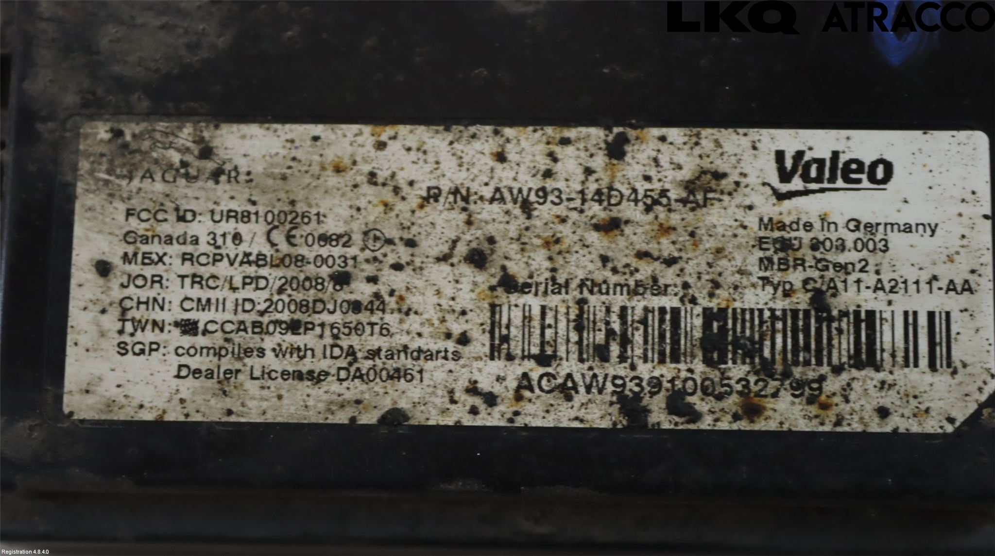 Jaguar XJ X351        10- Sensor Aktivt Kollisionsskydd