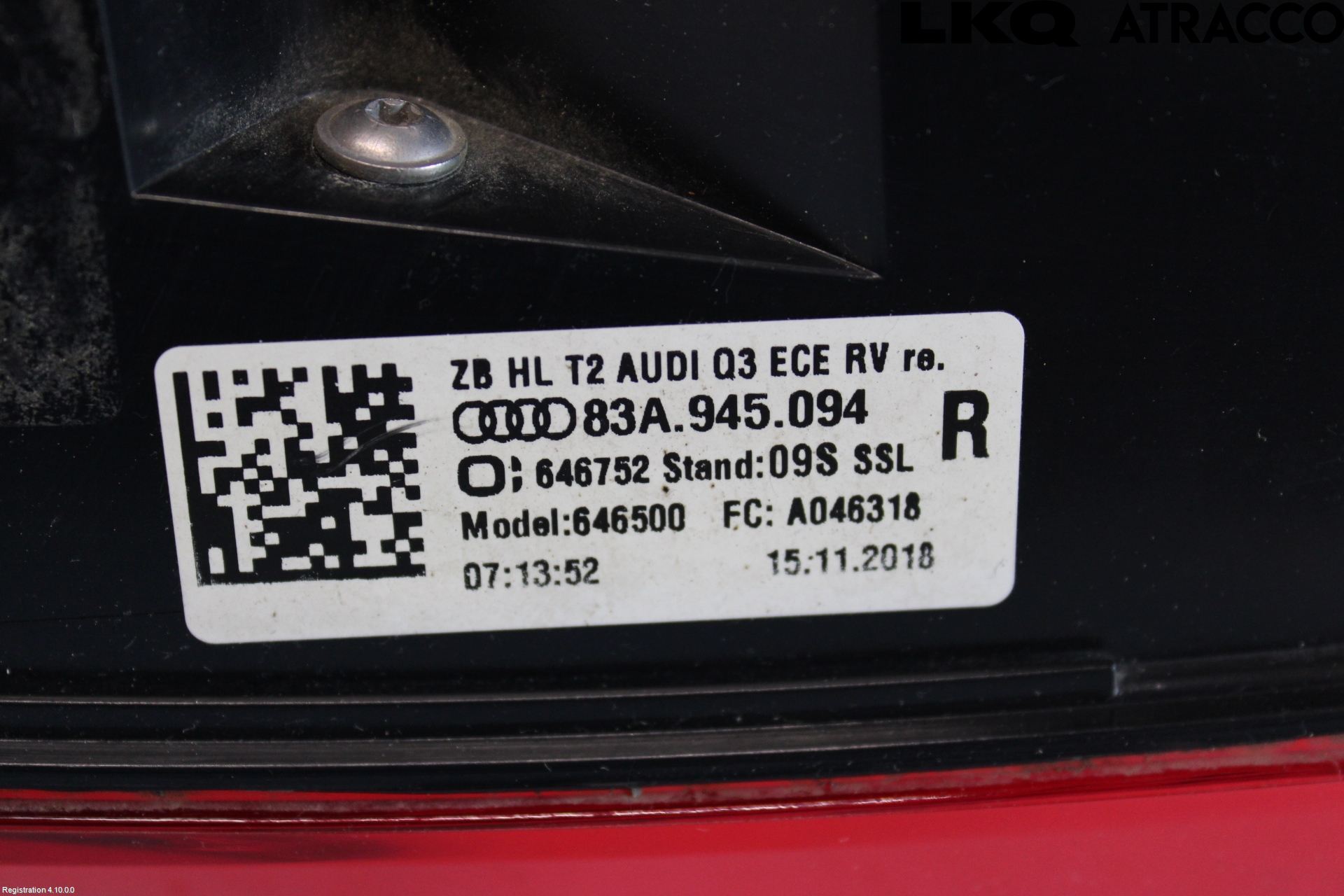 Audi Q3 F3 19- Bakljus Lucka Hö