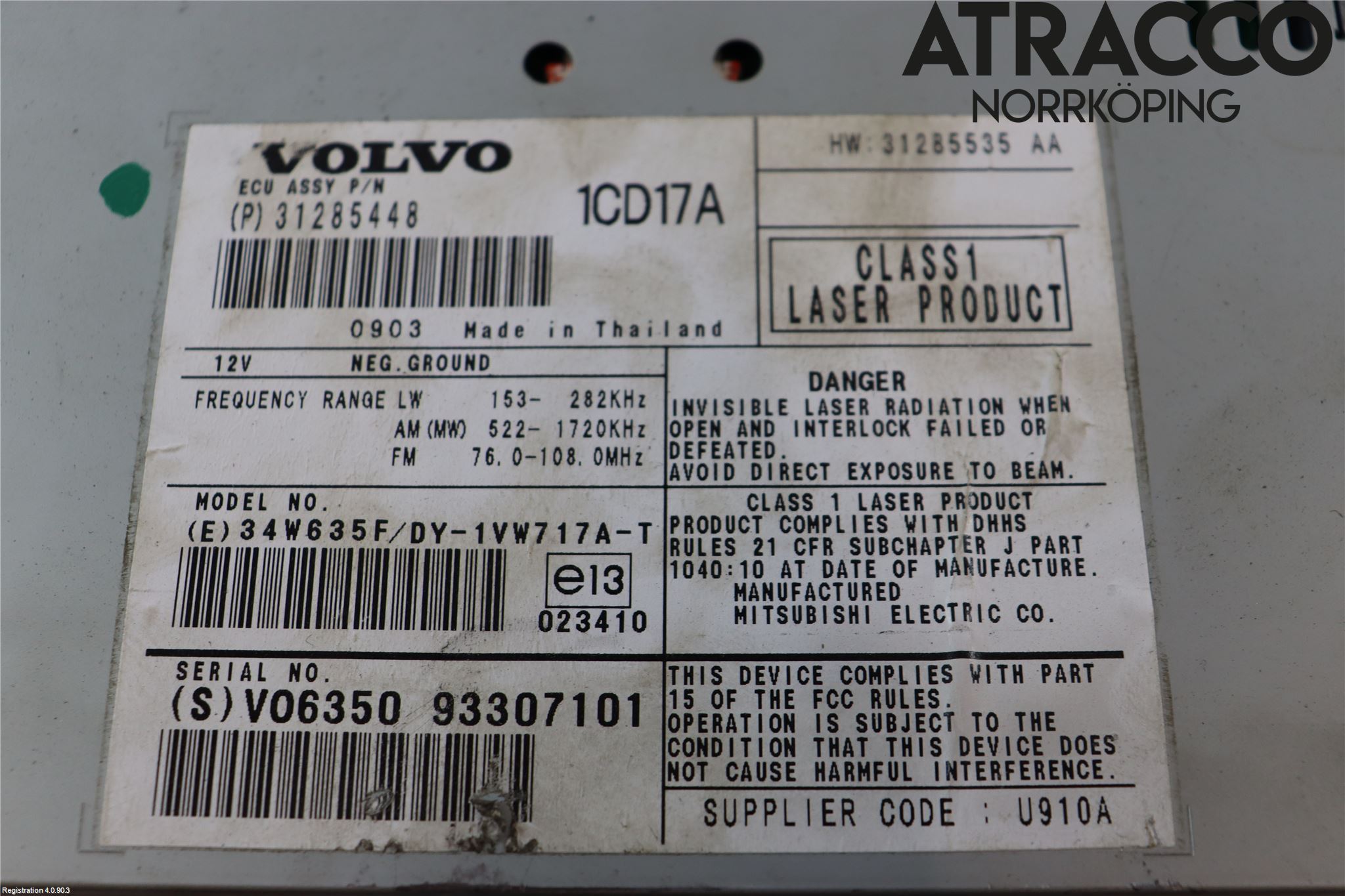 Volvo V50 08-12 Cd Radio - Multimediapanel