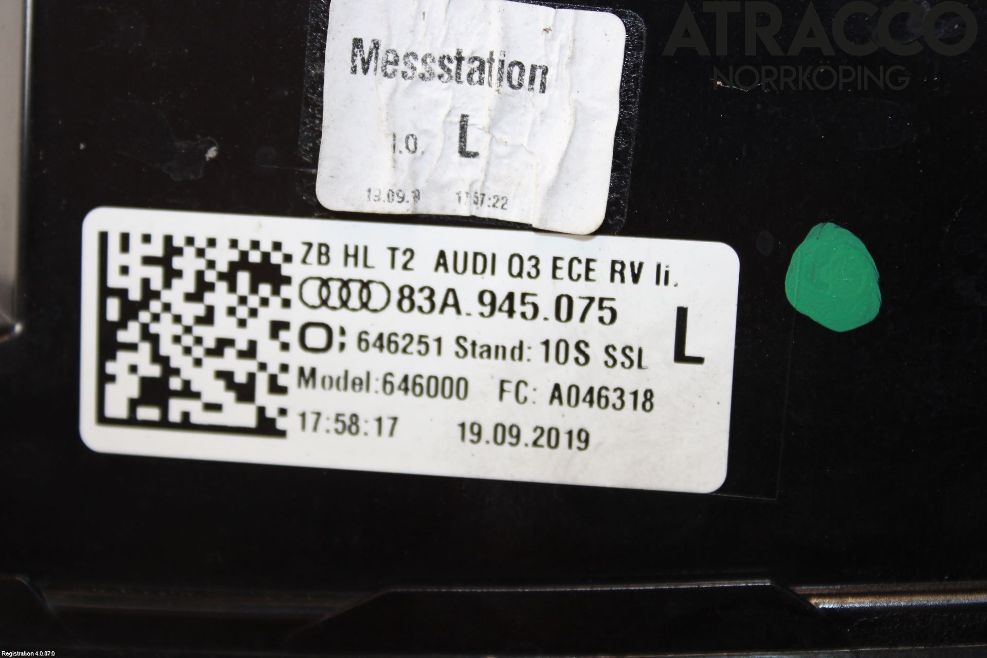 Audi Q3 F3 19- Bakljus Lucka Vä
