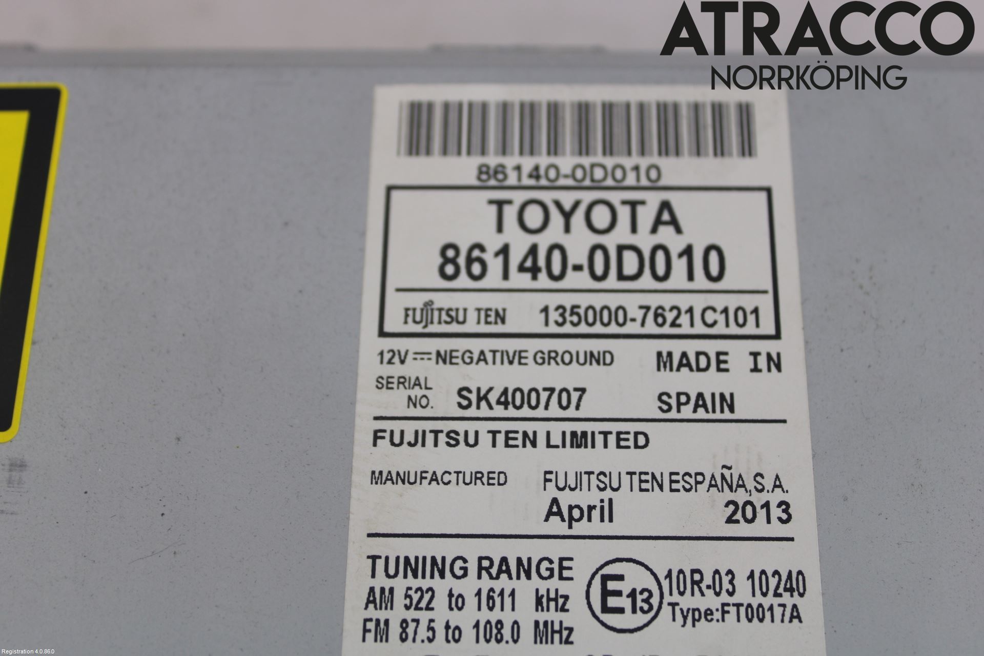 Toyota YARIS XP130 12-14 Cd Radio - Multimediapanel