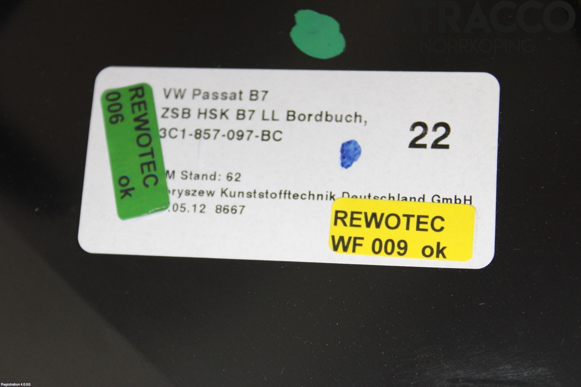 Volkswagen VW PASSAT 11-14 Handskfack
