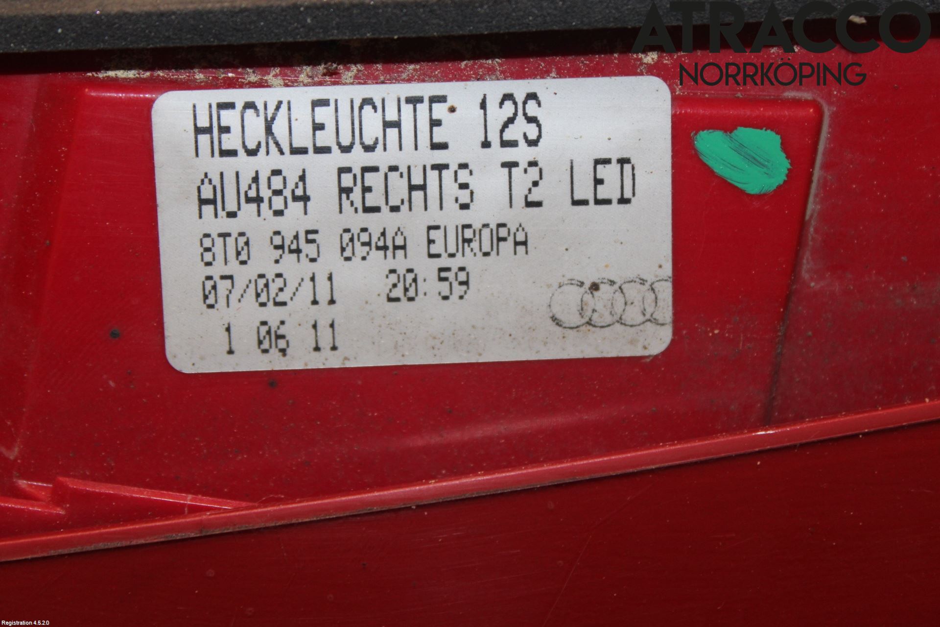 Audi A5 07-16 Bakljus Lucka Hö