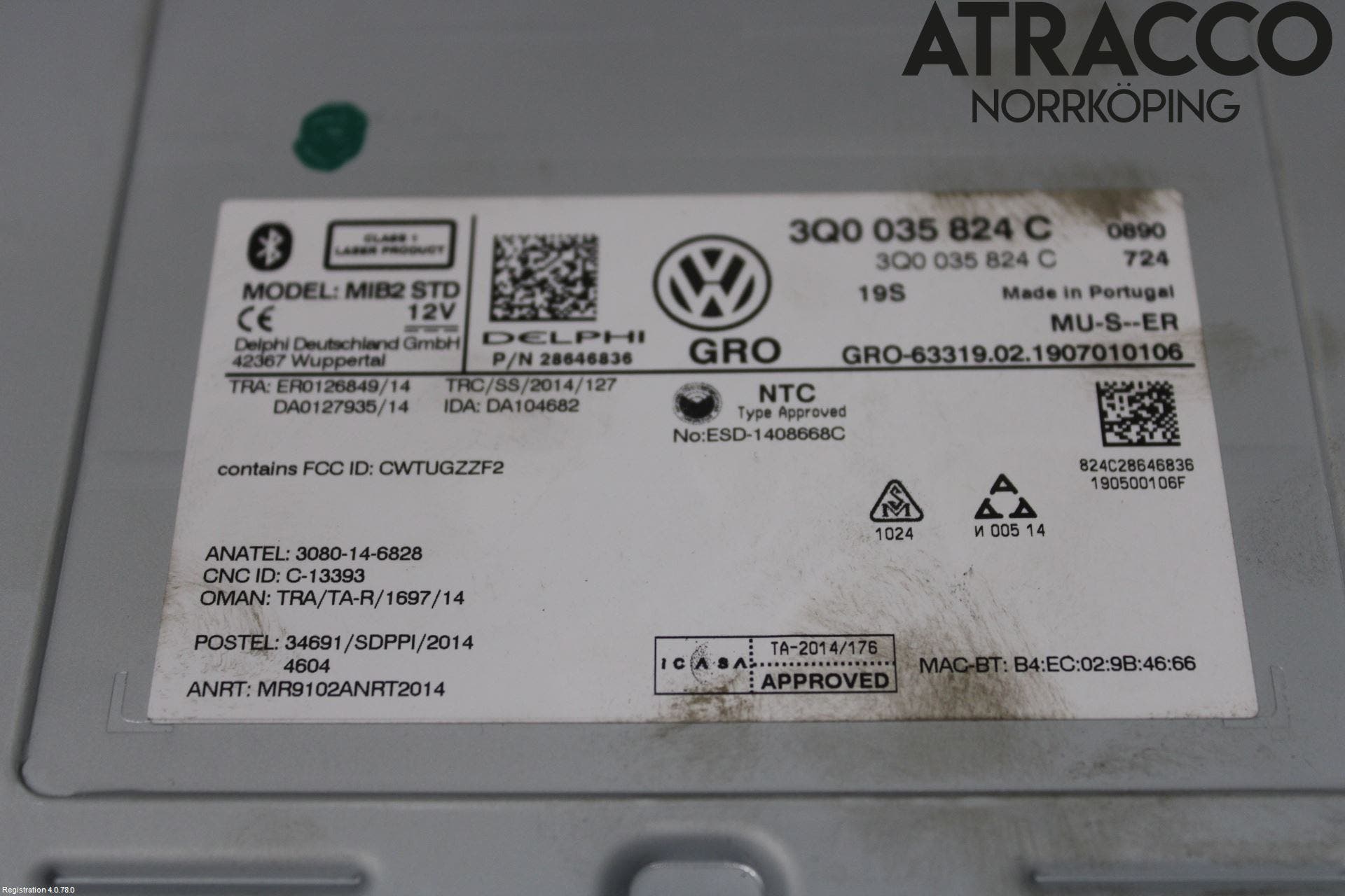 Volkswagen VW GOLF / E-GOLF VII 13-20 Cd Radio - Multimediapanel