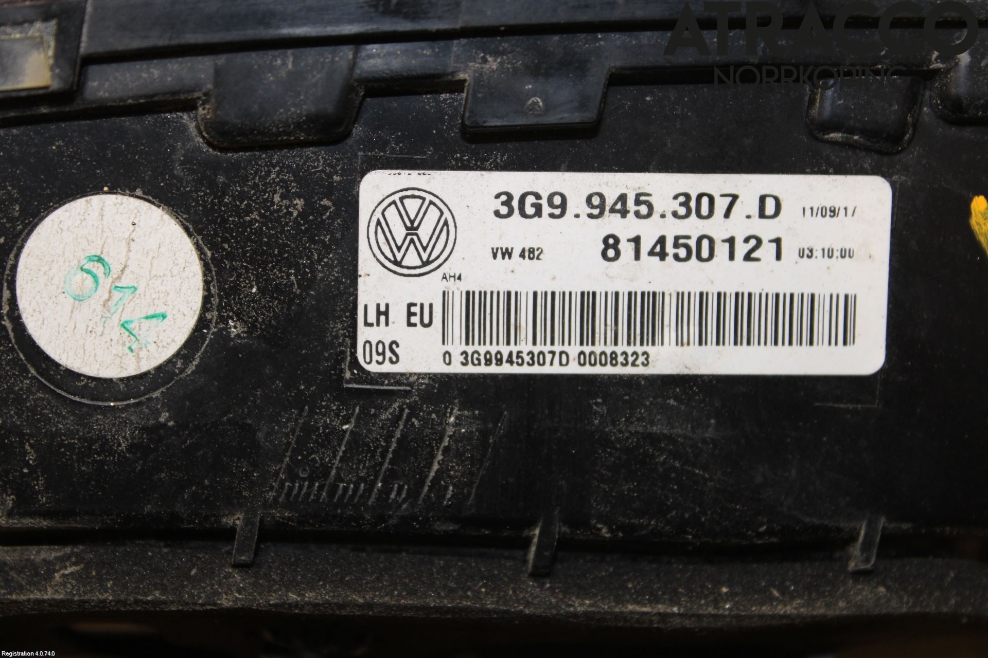 Volkswagen VW PASSAT 15-19 Bakljus Lucka Vä