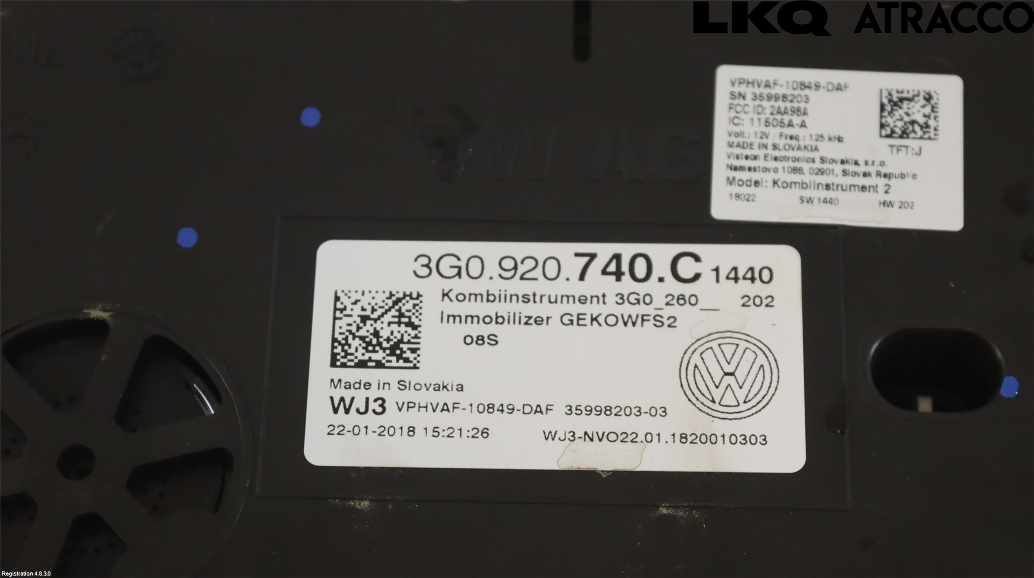 Volkswagen VW PASSAT 15-19 Instrument Komb