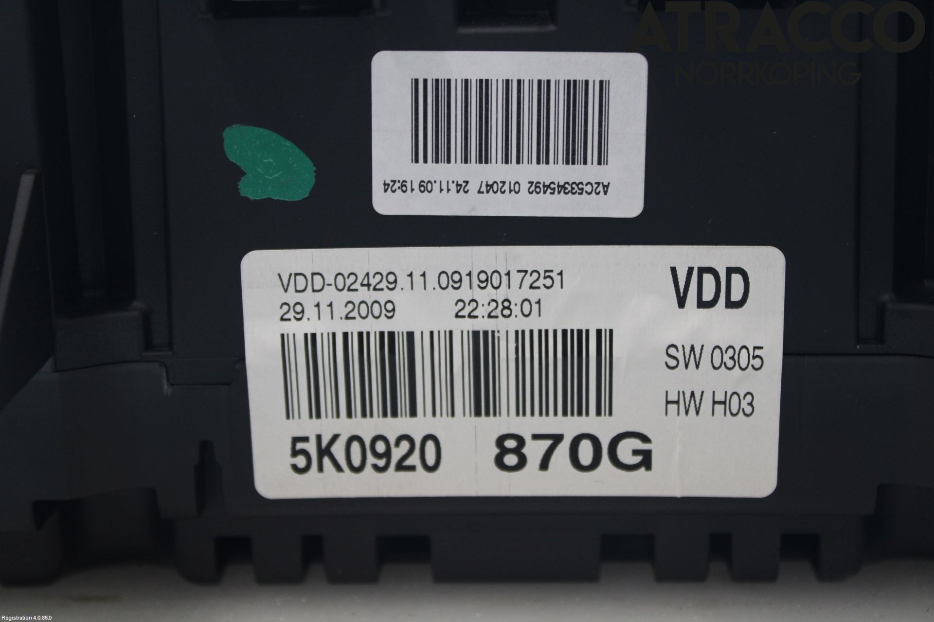 Volkswagen VW GOLF VI 09-13 Instrument Komb