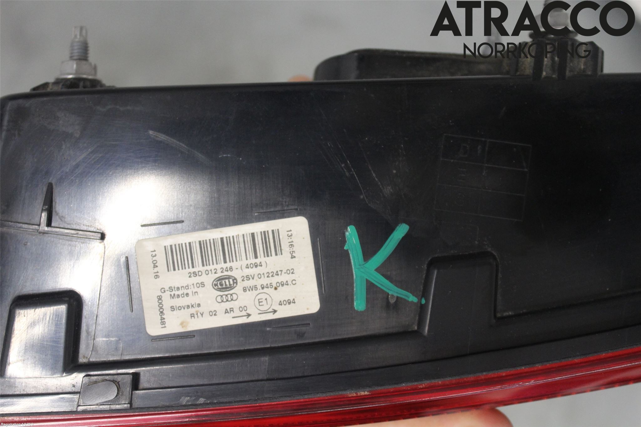 Audi A4/S4 B9 16-19 Bakljus Lucka Hö