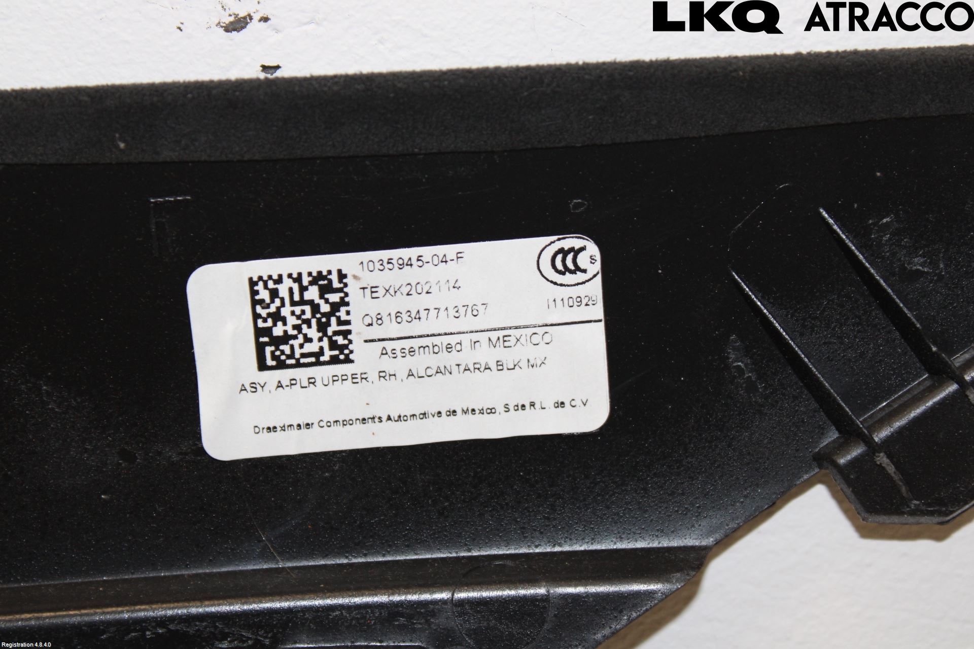 Tesla MODEL X 16- Inr Plastd A-B-C Stolpe