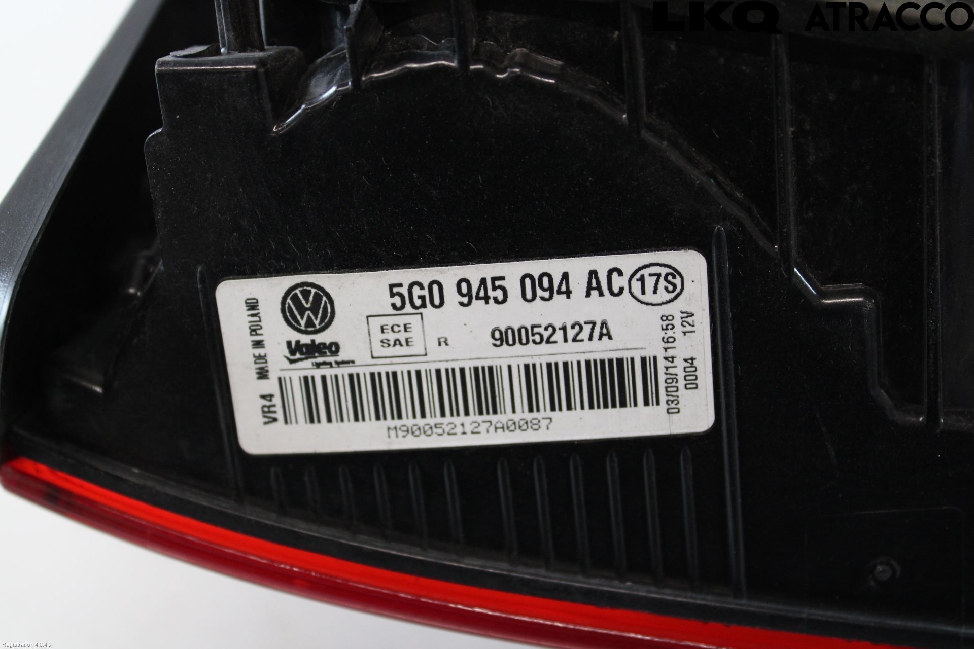 Volkswagen VW GOLF / E-GOLF VII 13-20 Bakljus Lucka Hö