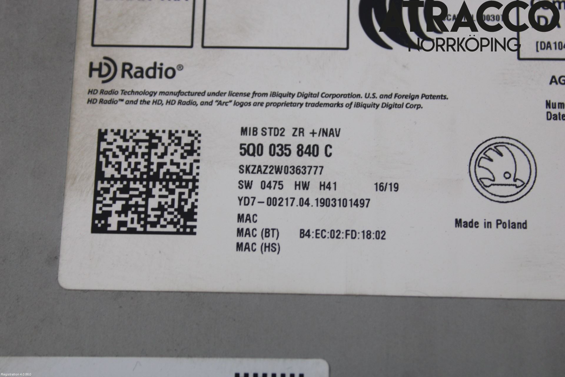 Skoda OCTAVIA (5E) 13-20 Cd Radio - Multimediapanel