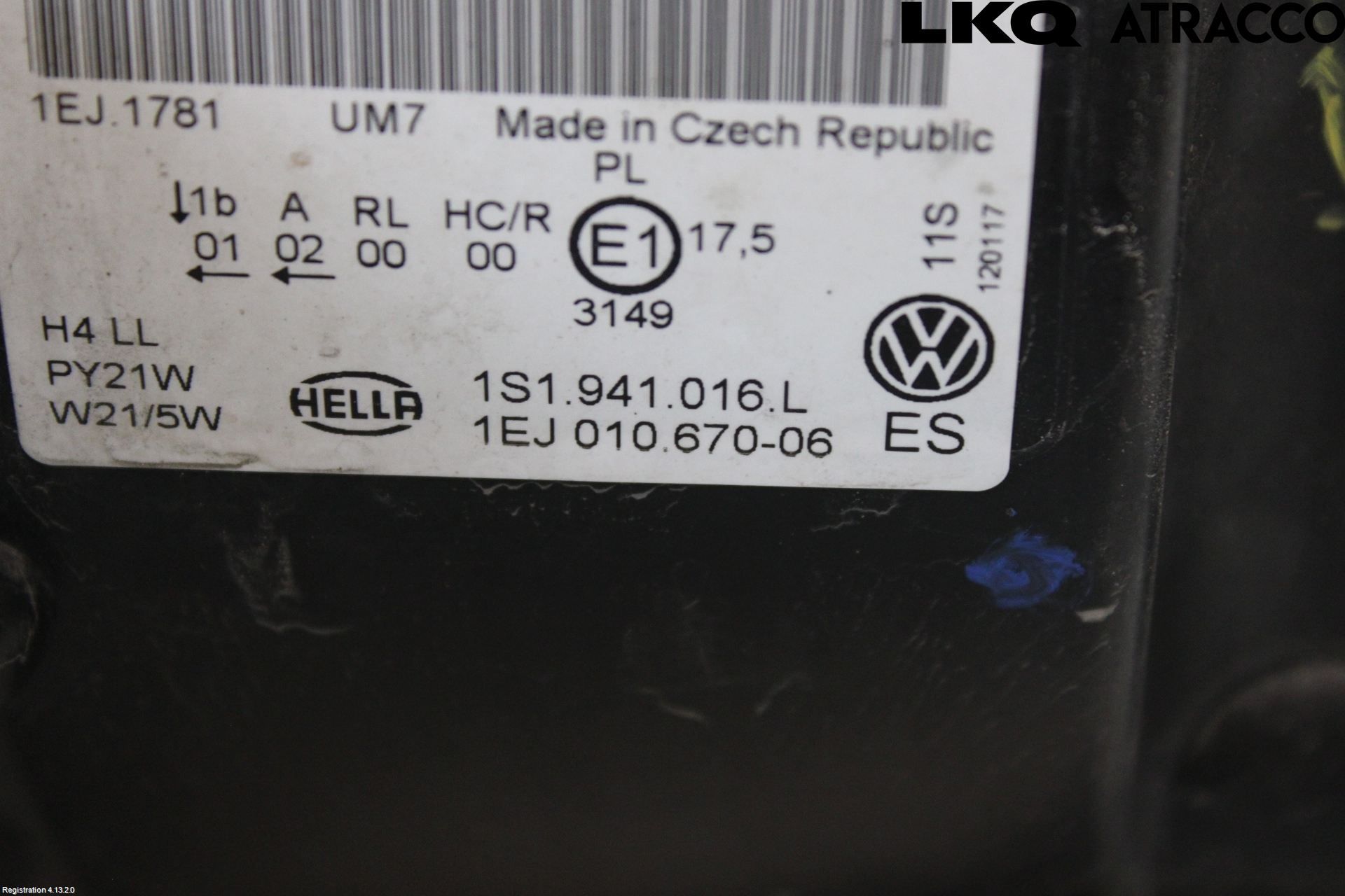 Volkswagen VW UP! / E-UP! Strålkastare Höger