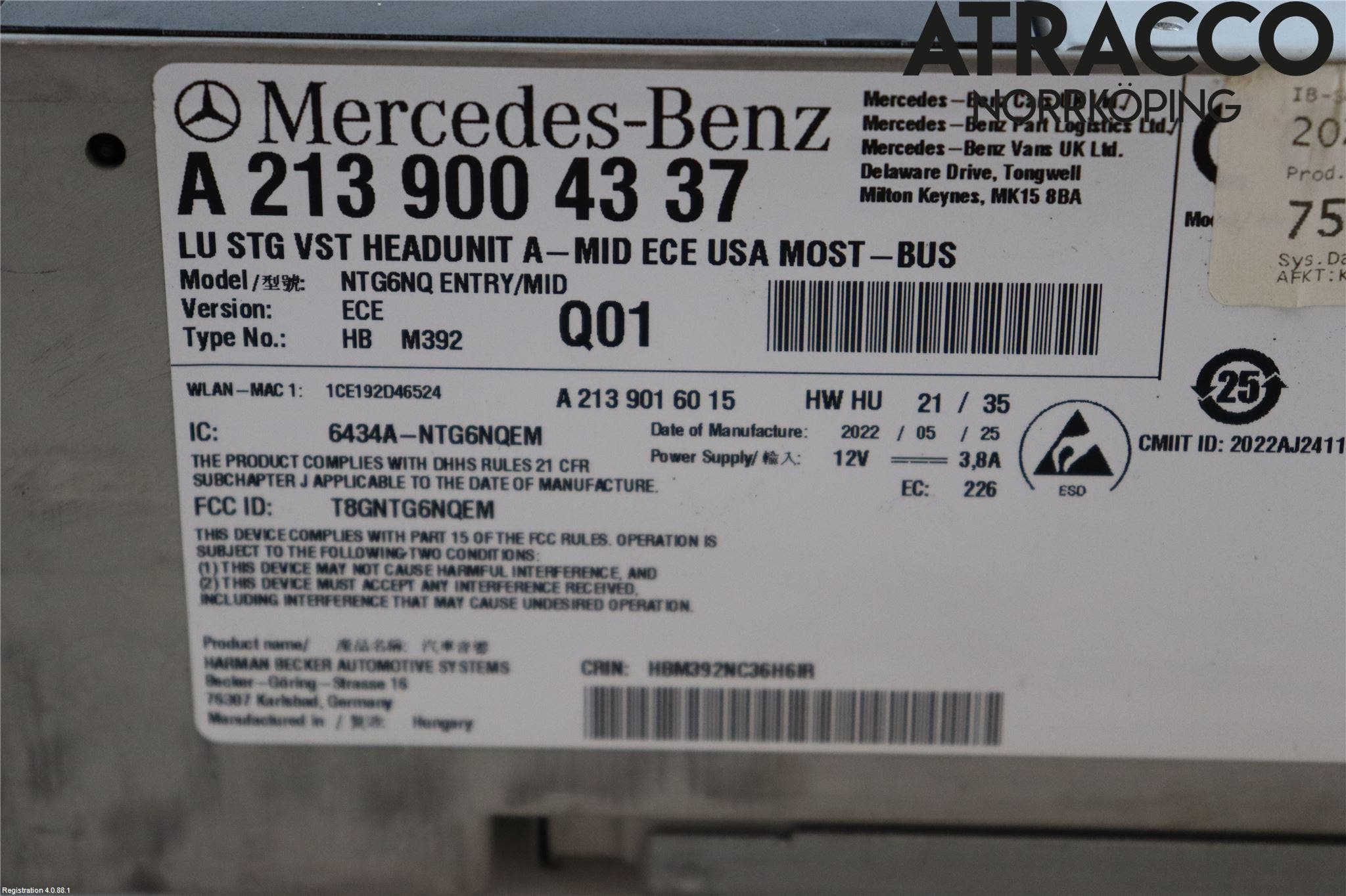 Mercedes-Benz MB E-KLASS (W213) 16-23 Cd Radio - Multimediapanel