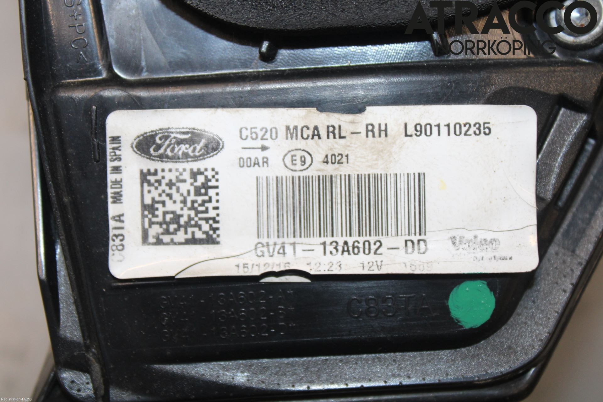 Ford KUGA 13-16 Bakljus Lucka Hö