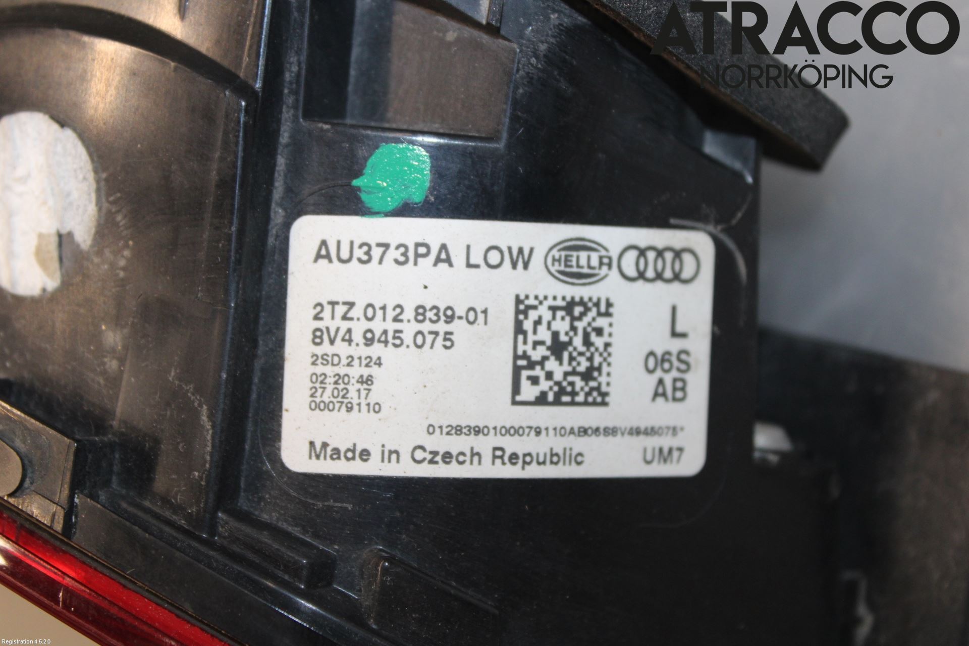 Audi A3/S3 8V 13-20 Bakljus Lucka Vä