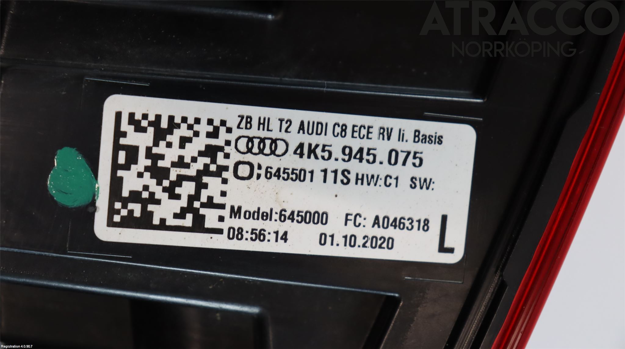 Audi A6 F2/C8 19- Bakljus Lucka Vä