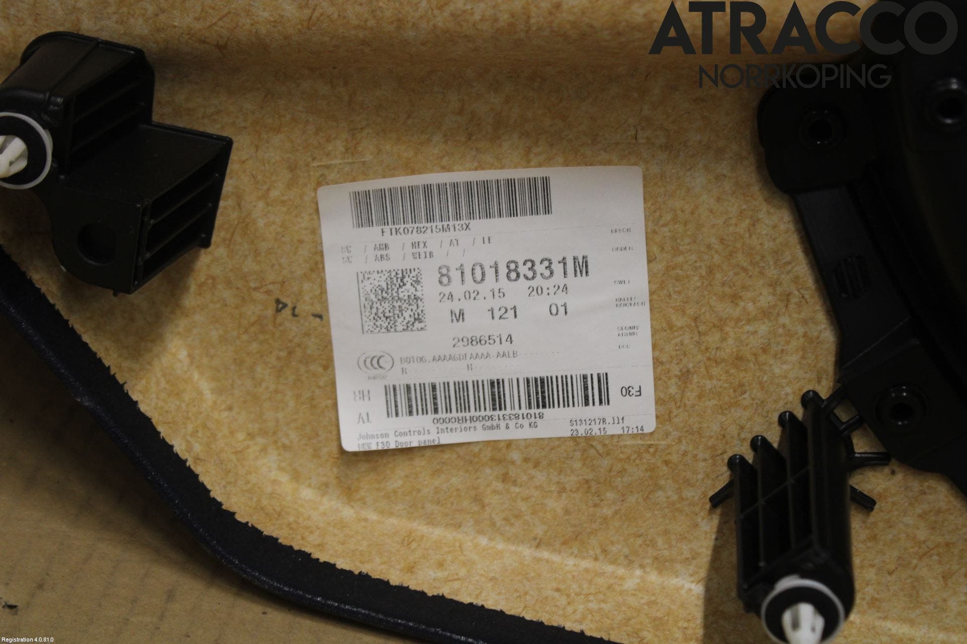 BMW 3 F30/F31/F80 12-19 Dörrklädsel Hö