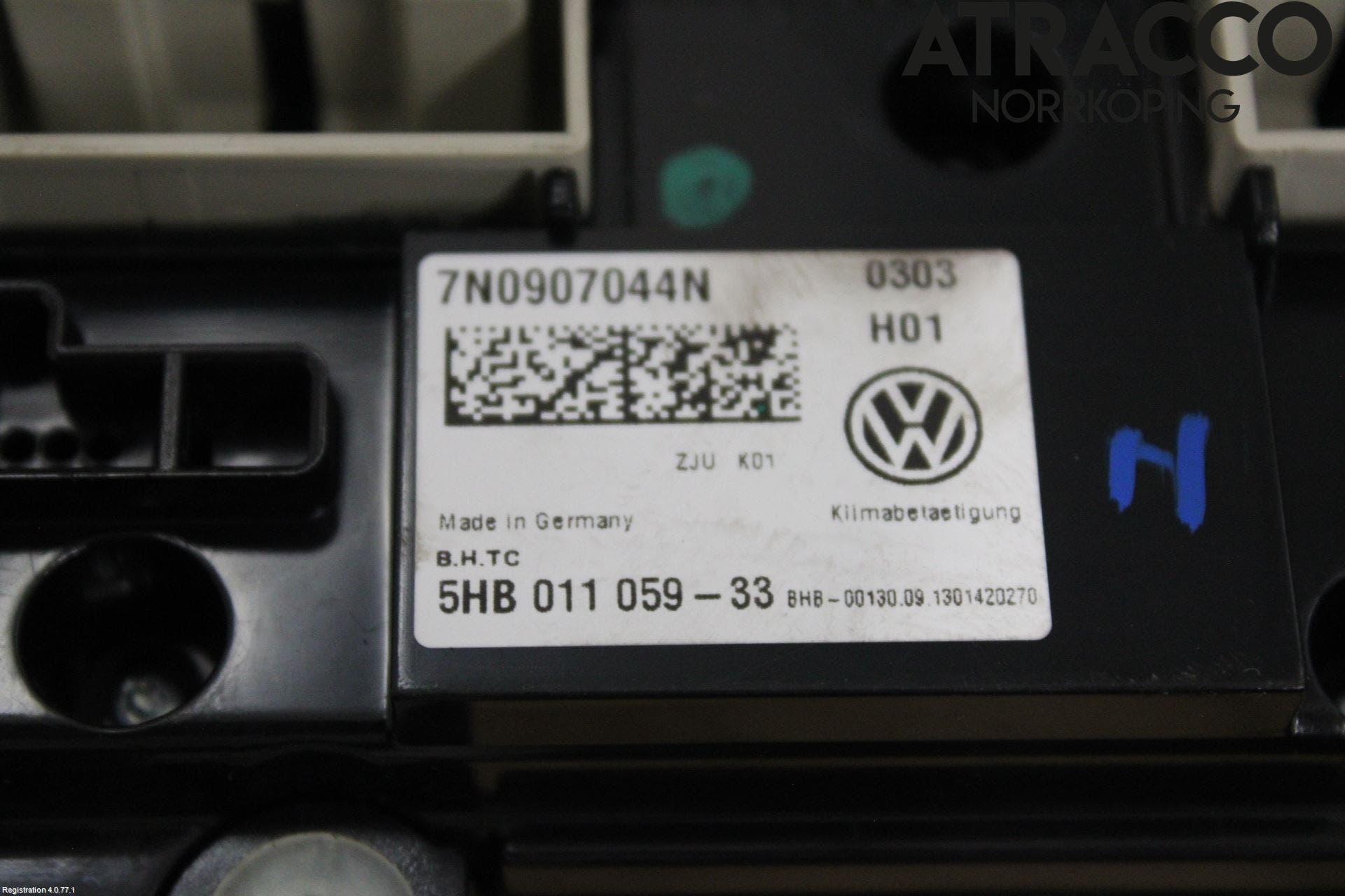 Volkswagen VW SHARAN 11- Värmereglage