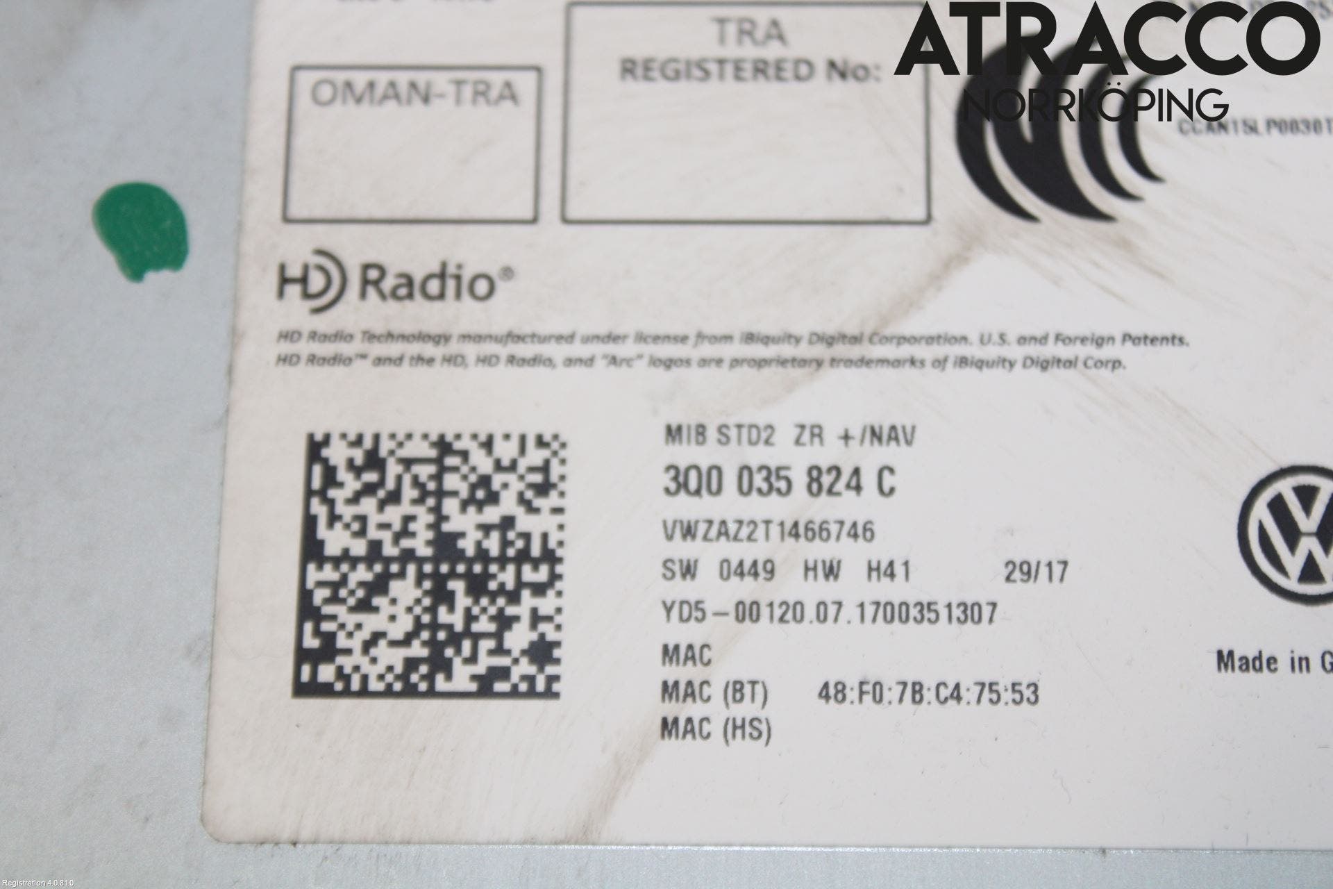 Volkswagen VW GOLF / E-GOLF VII 13-20 Cd Radio - Multimediapanel