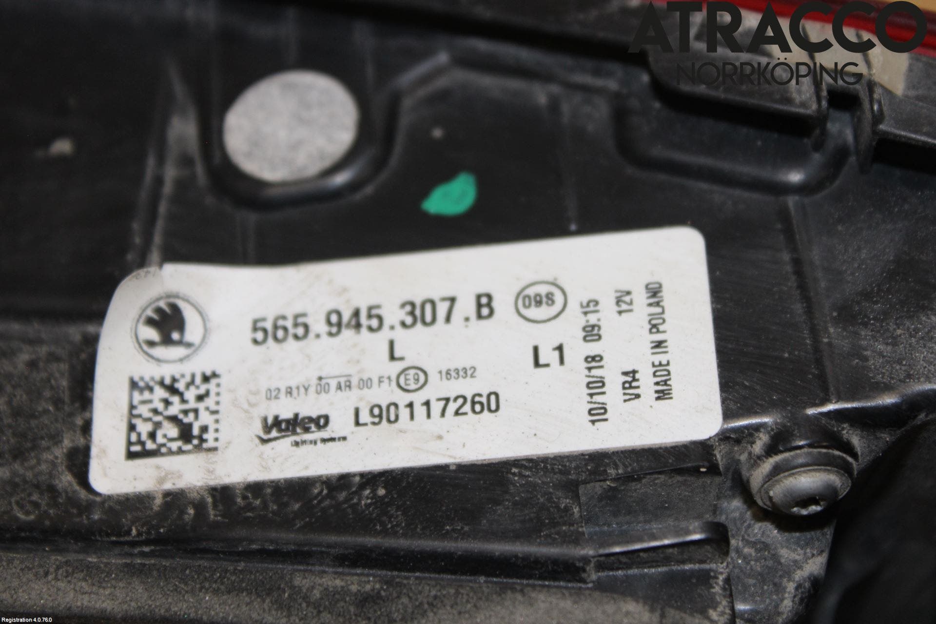 Skoda KODIAQ 17-24 Bakljus Lucka Vä