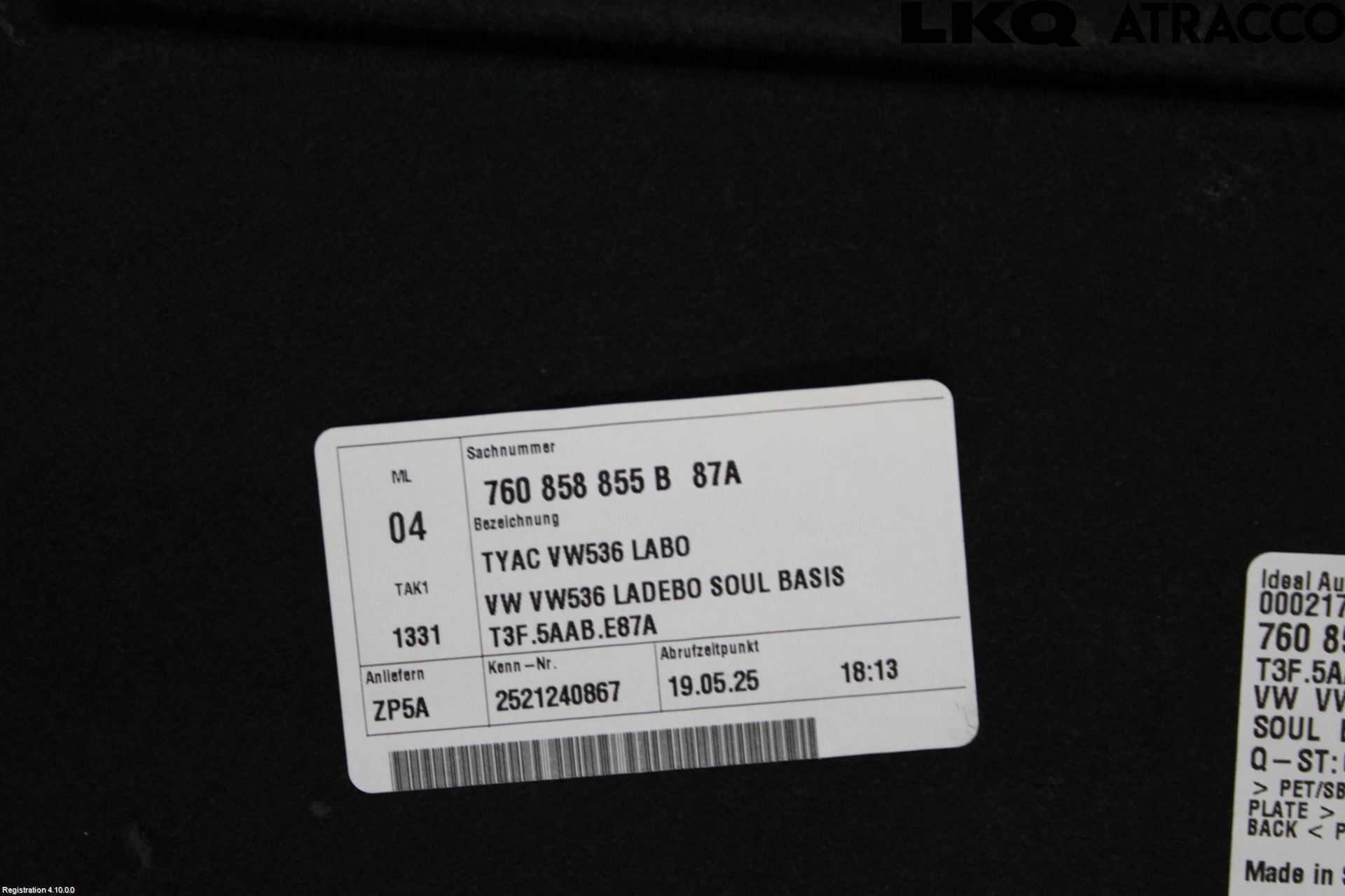 Volkswagen VW TOUAREG CR 18- Inrbagagerumklädsel-Golv