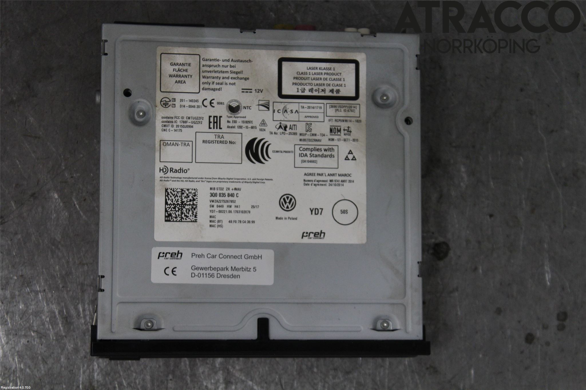 Volkswagen VW GOLF / E-GOLF VII 13-20 Cd Radio - Multimediapanel